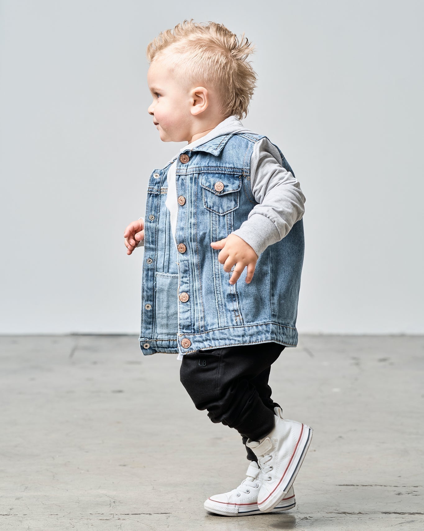 Hooded Denim Jacket - Grey - Little Bipsy