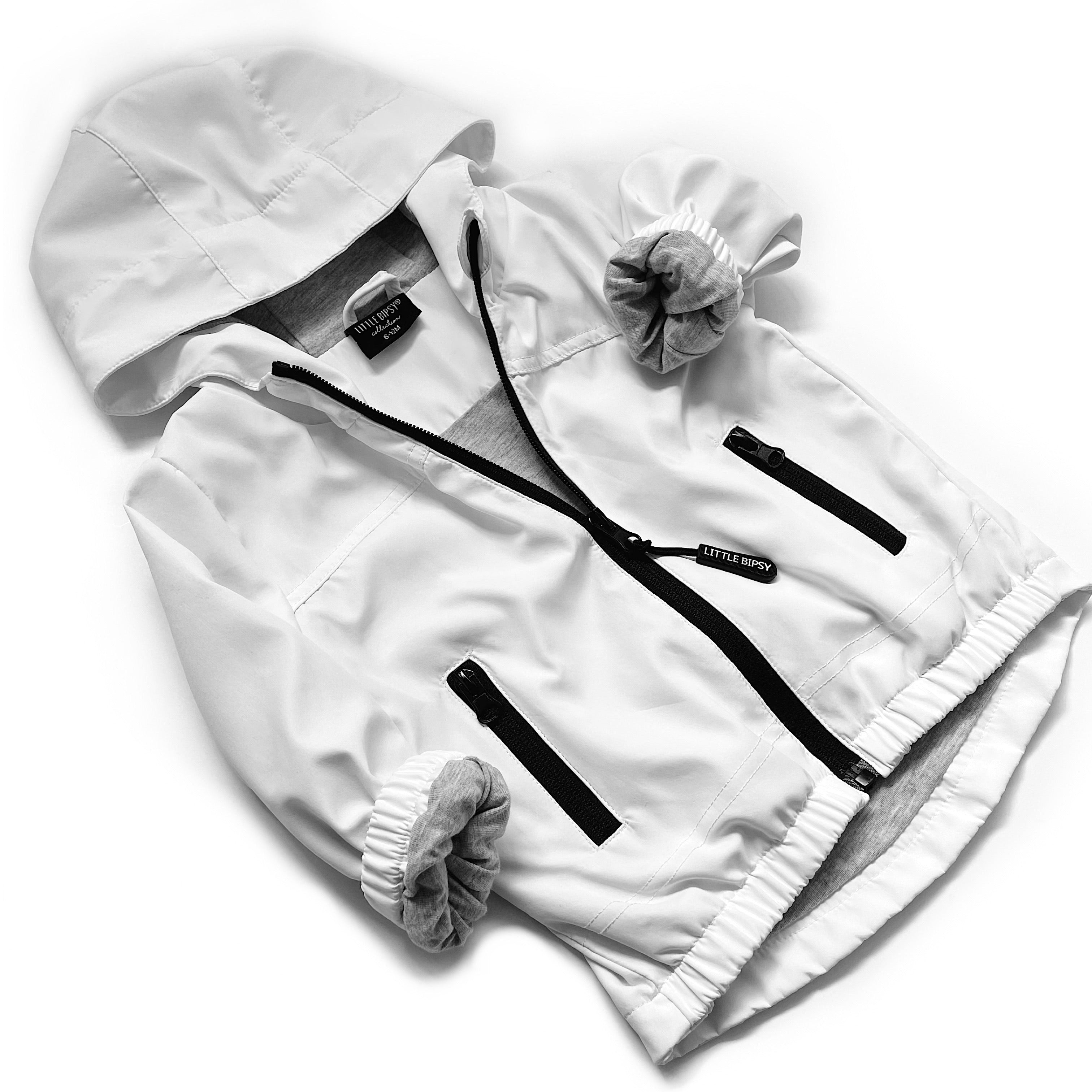Kids Windbreaker Jacket - White - Little Bipsy