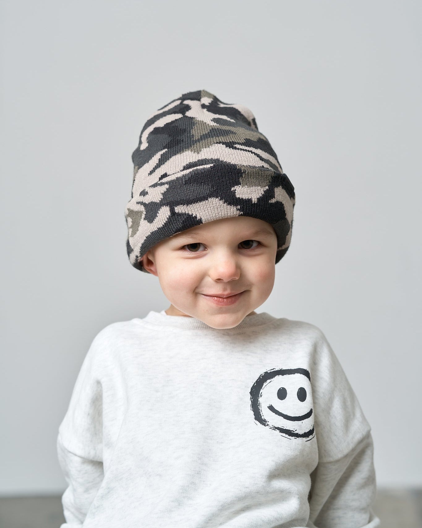 Knit Beanie - Oversized Camo - Little Bipsy