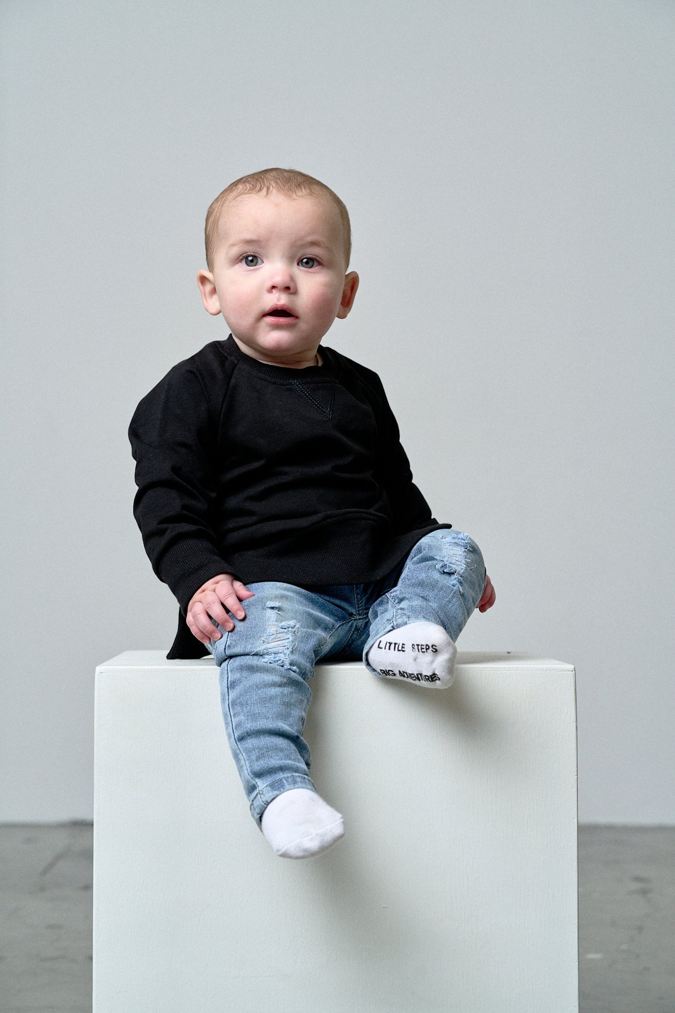 Light Wash Distressed Denim - Little Bipsy