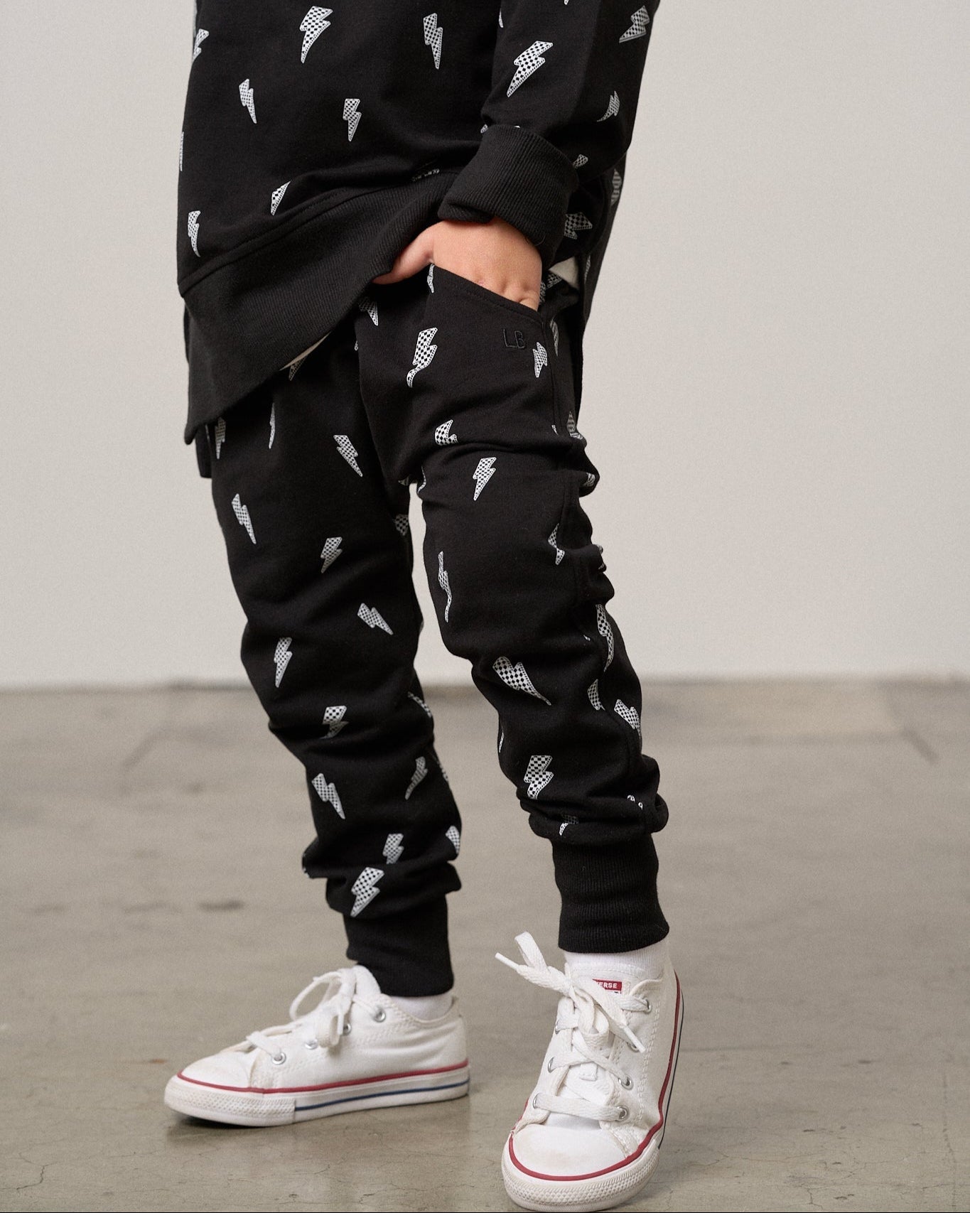 Lightning Bolt Jogger - Black - Little Bipsy