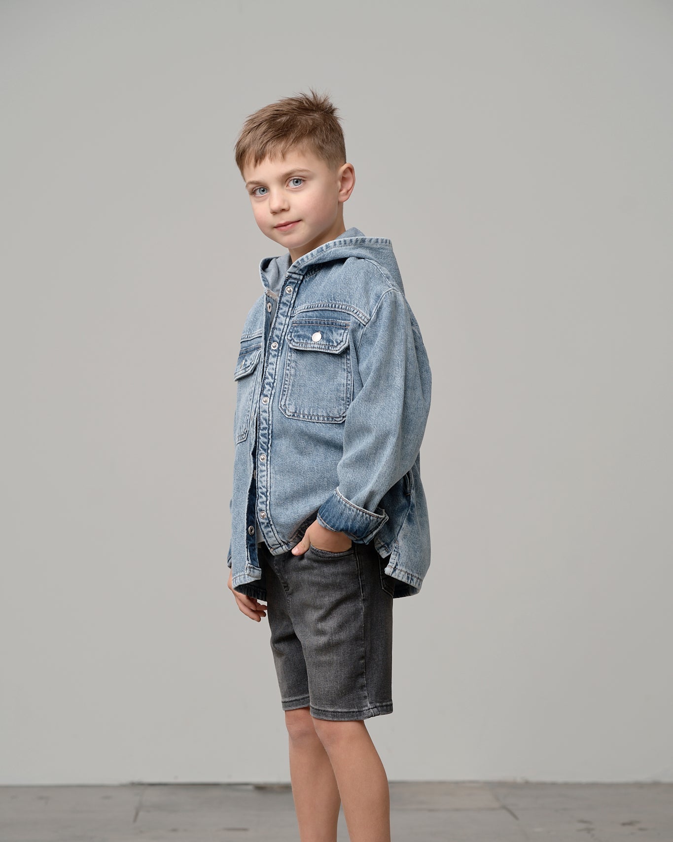 Lightweight Hooded Denim Jacket