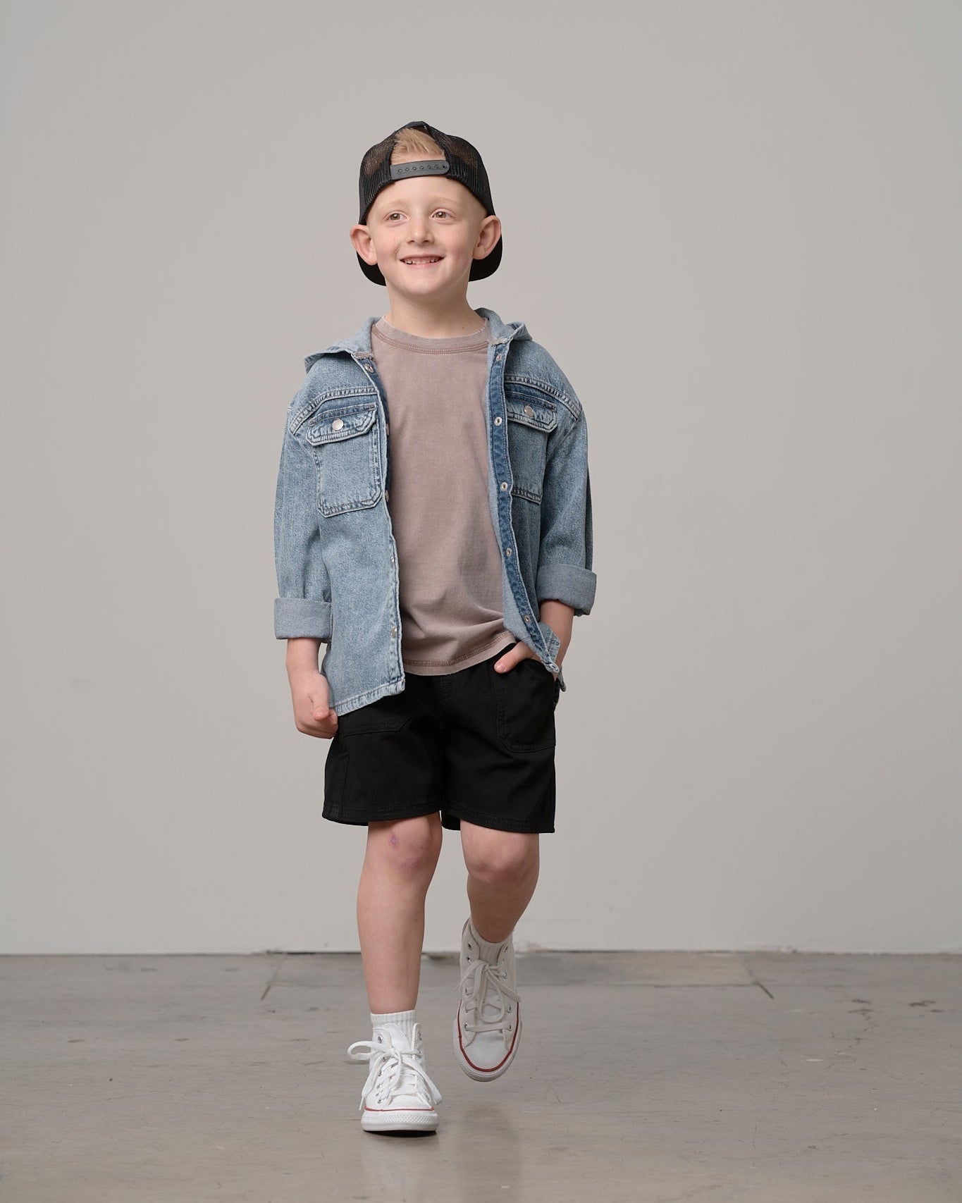 Lightweight Hooded Denim Jacket - Light Wash - Little Bipsy