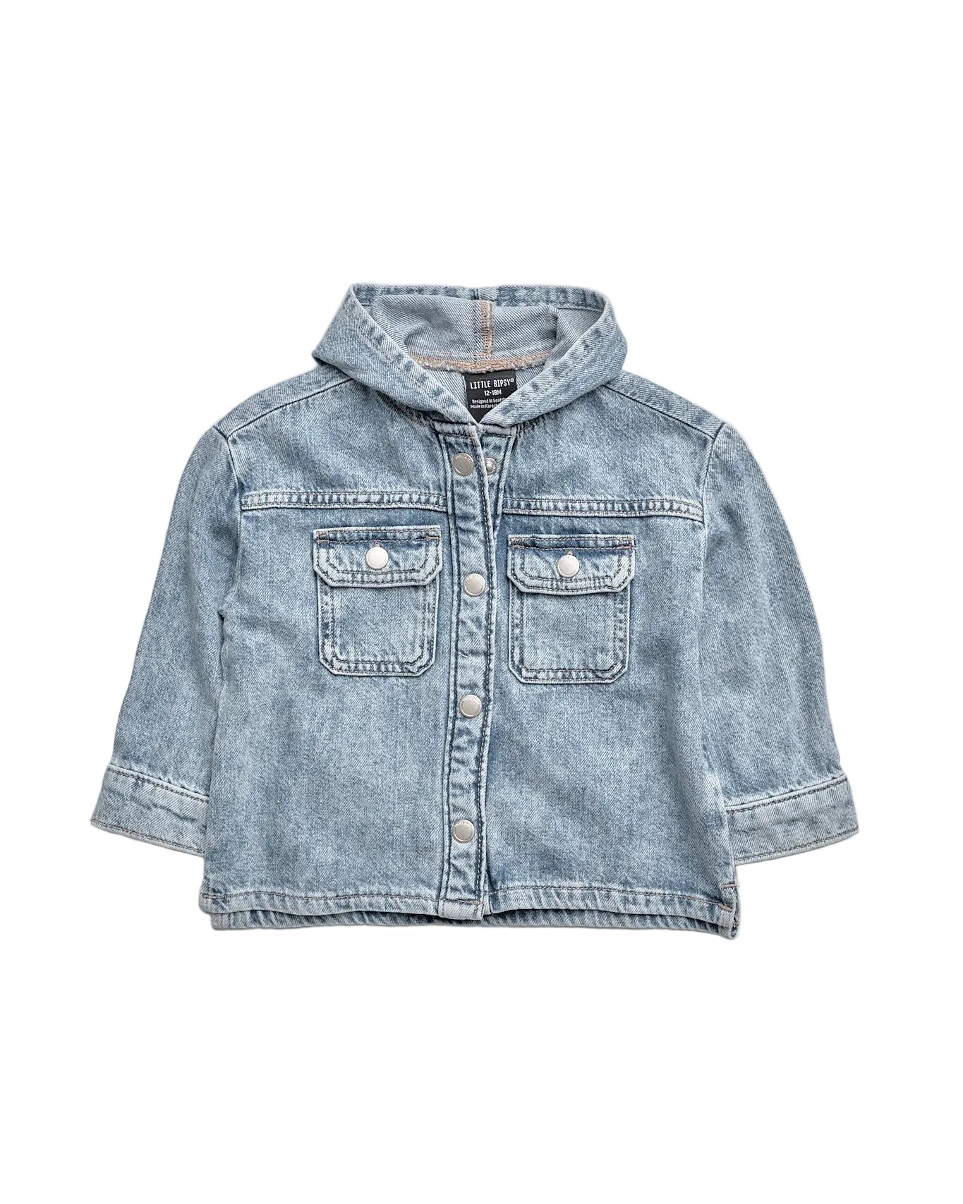 Lightweight Hooded Denim Jacket - Light Wash - Little Bipsy