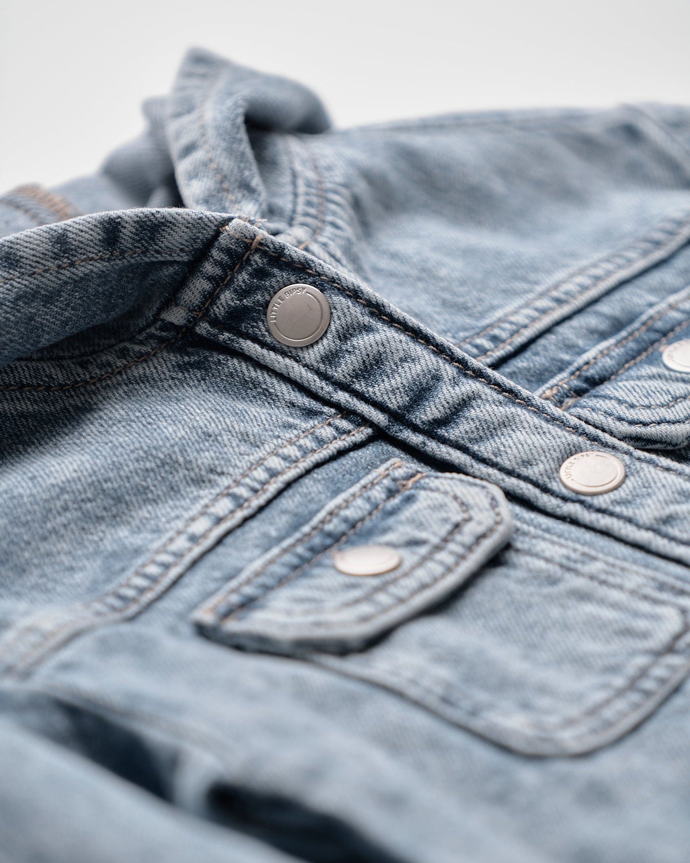 Lightweight Hooded Denim Jacket - Light Wash - Little Bipsy