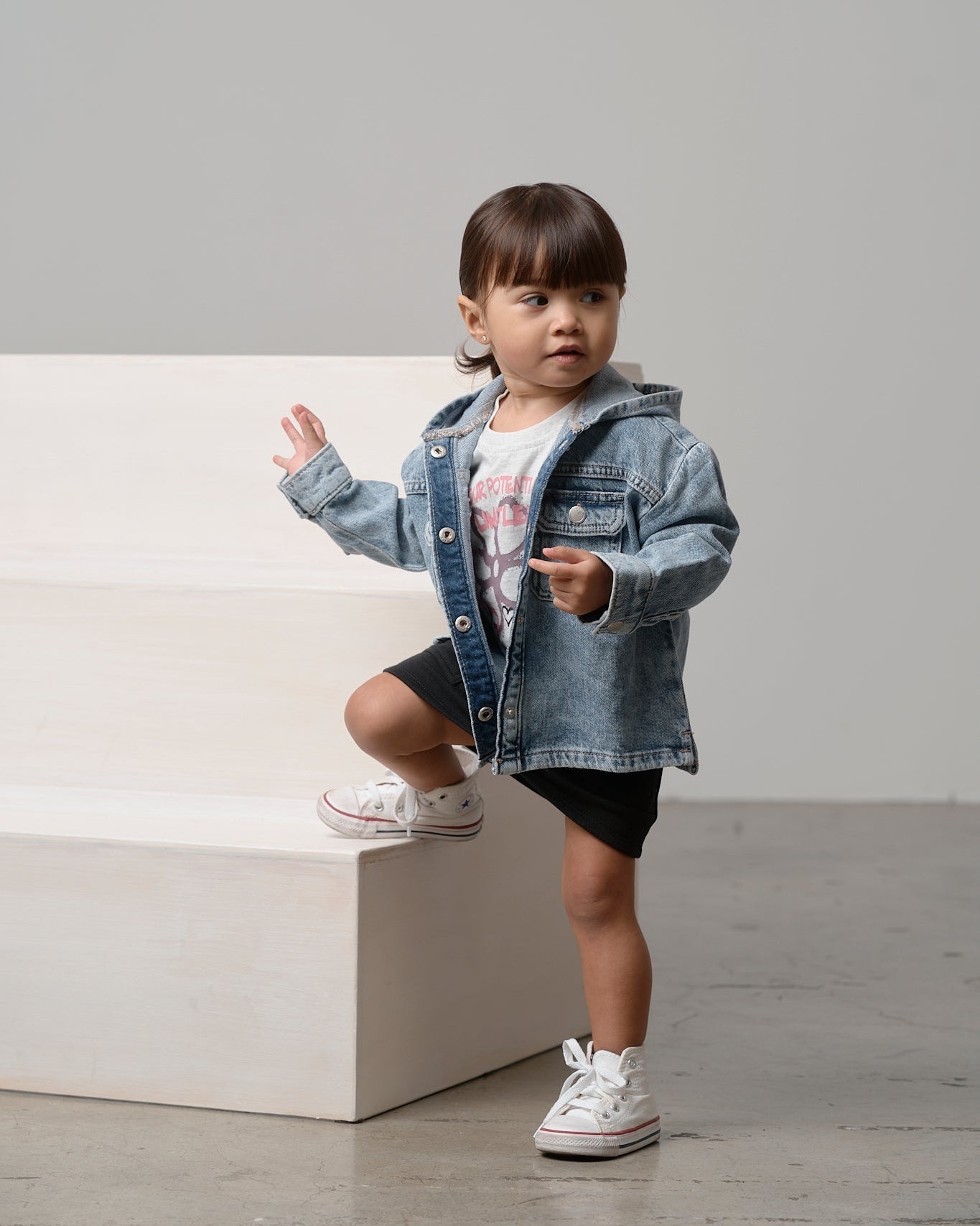 Lightweight Hooded Denim Jacket - Light Wash - Little Bipsy