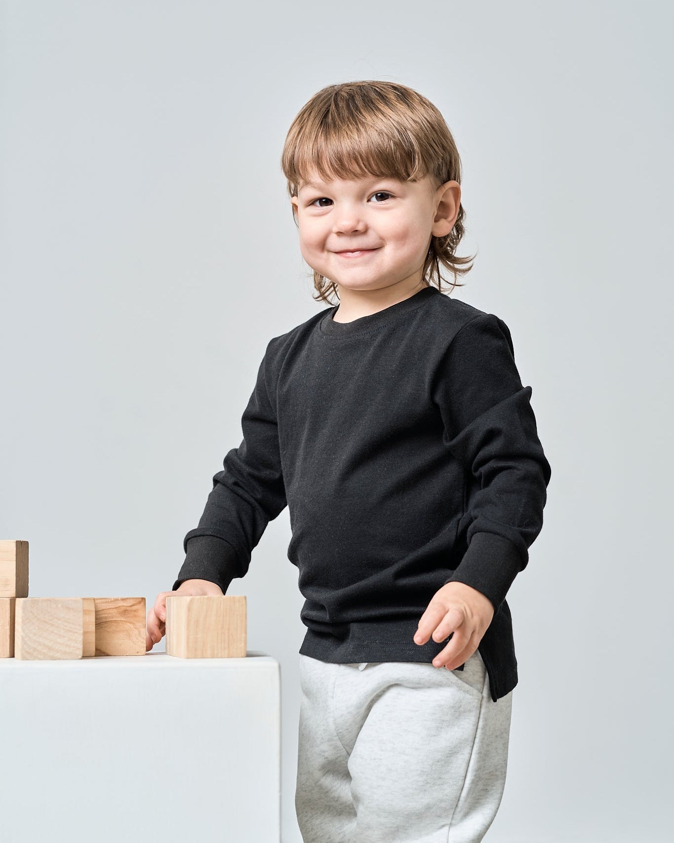 Long Sleeve Elevated Tee - Black - Little Bipsy