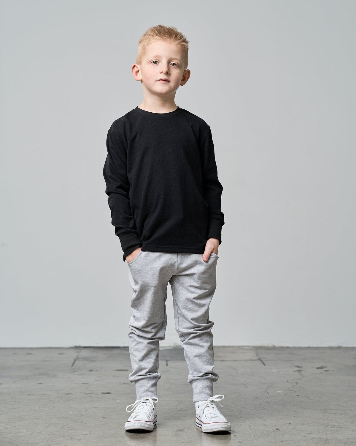 Long Sleeve Elevated Tee - Black - Little Bipsy