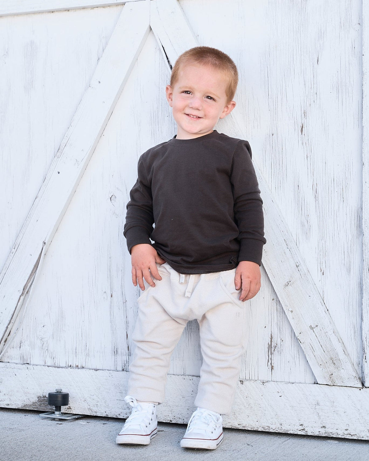 Long Sleeve Elevated Tee - Brown - Little Bipsy