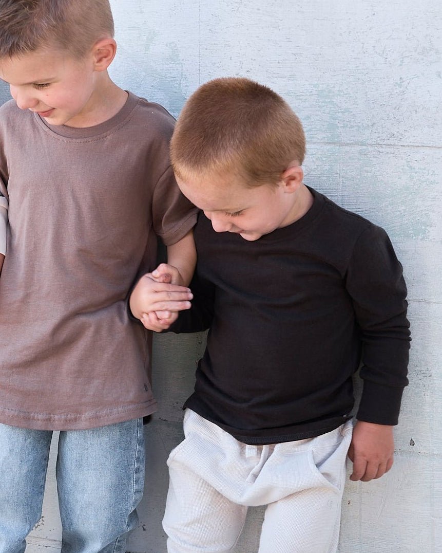 Long Sleeve Elevated Tee - Brown - Little Bipsy