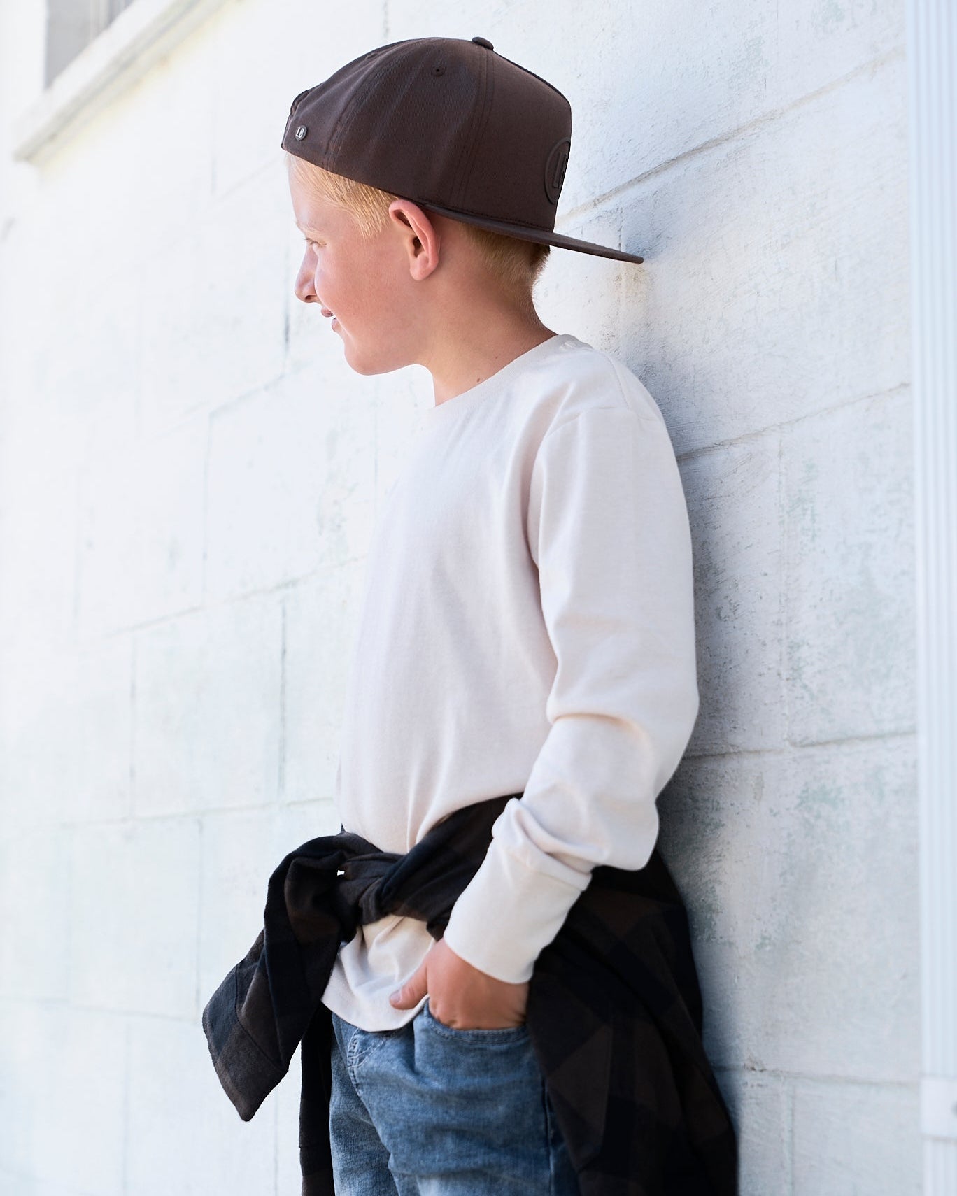 Long Sleeve Elevated Tee - Cream - Little Bipsy
