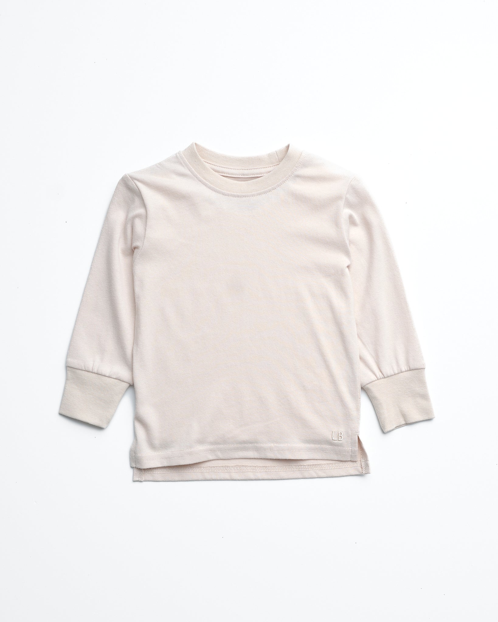 Long Sleeve Elevated Tee - Cream - Little Bipsy