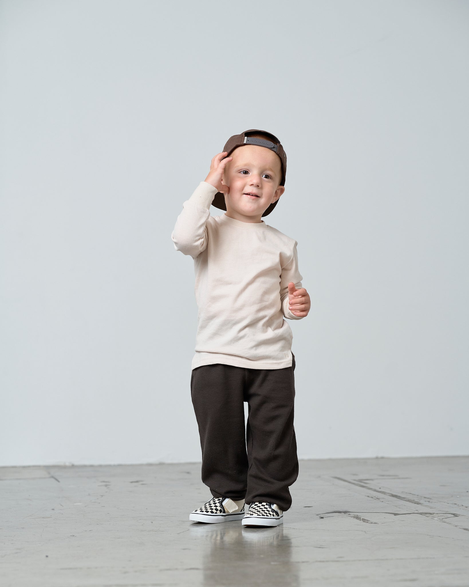Long Sleeve Elevated Tee - Cream - Little Bipsy