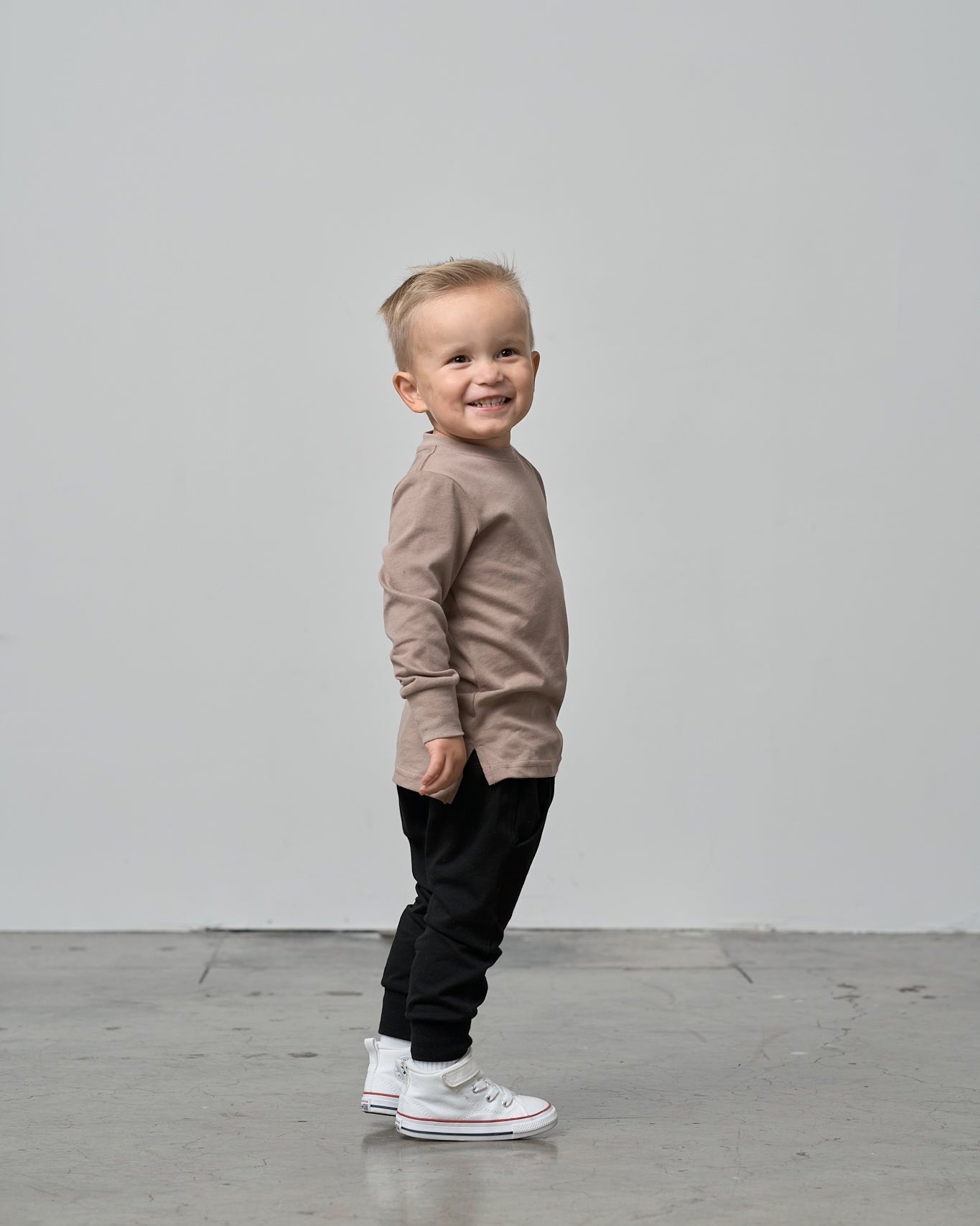 Long Sleeve Elevated Tee - Mushroom - Little Bipsy