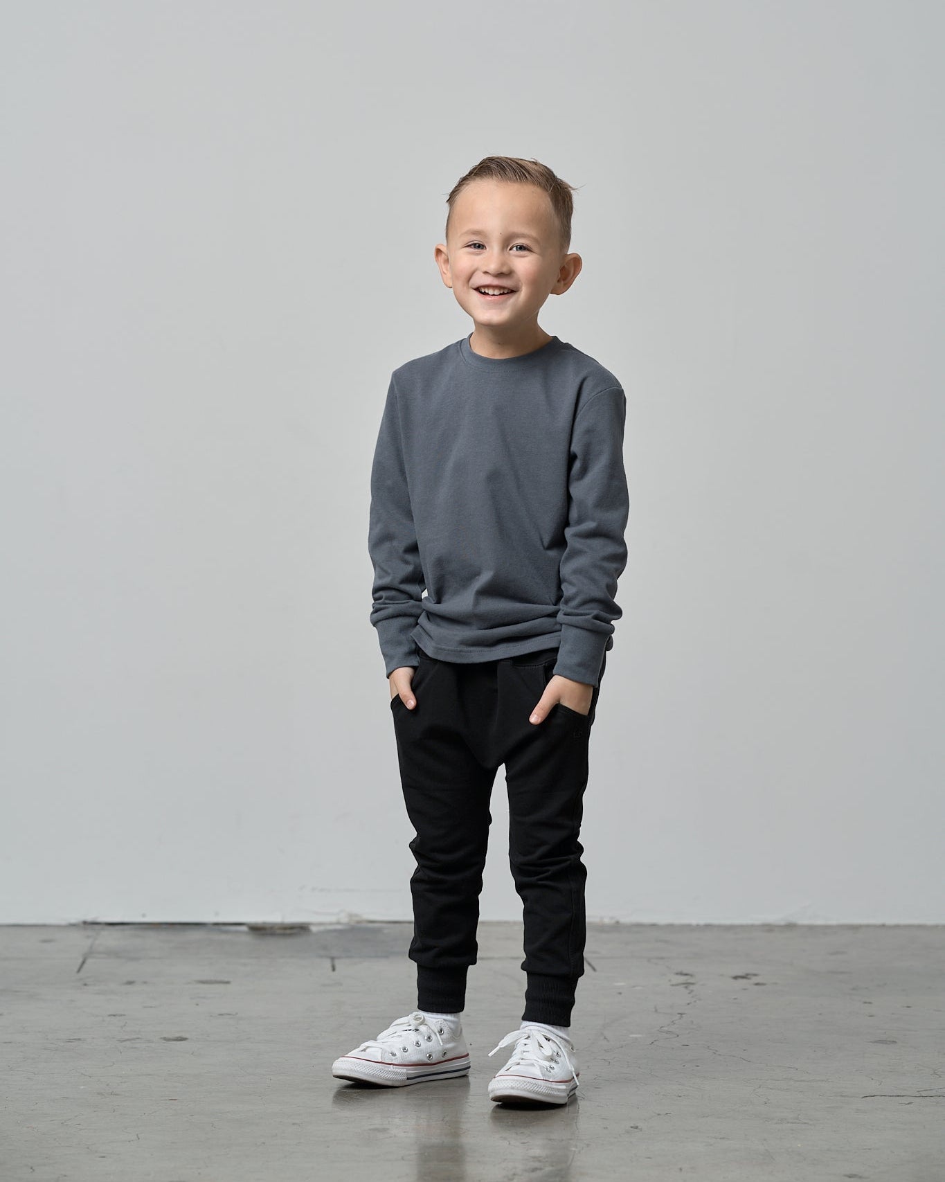 Long Sleeve Elevated Tee - Smoke - Little Bipsy
