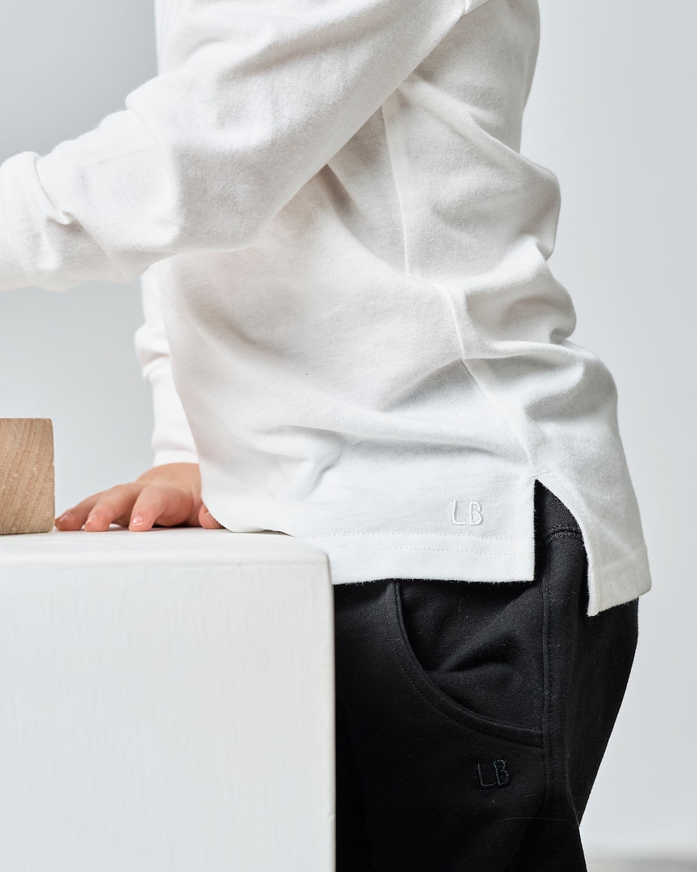 Long Sleeve Elevated Tee - White - Little Bipsy