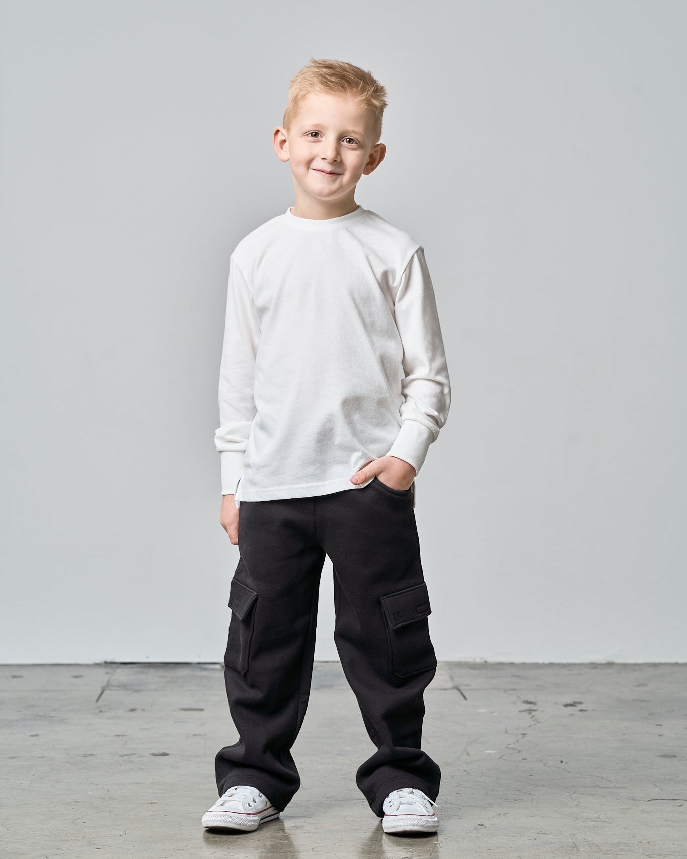 Long Sleeve Elevated Tee - White - Little Bipsy