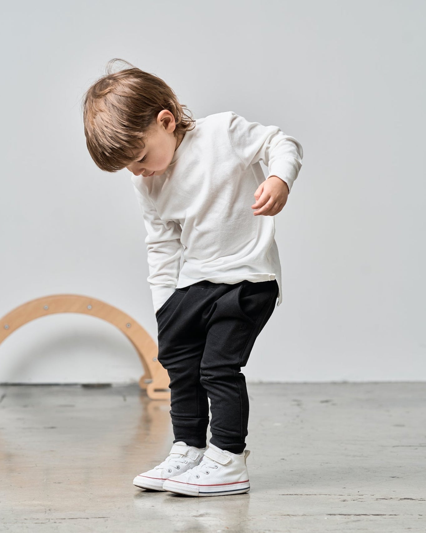 Long Sleeve Elevated Tee - White - Little Bipsy