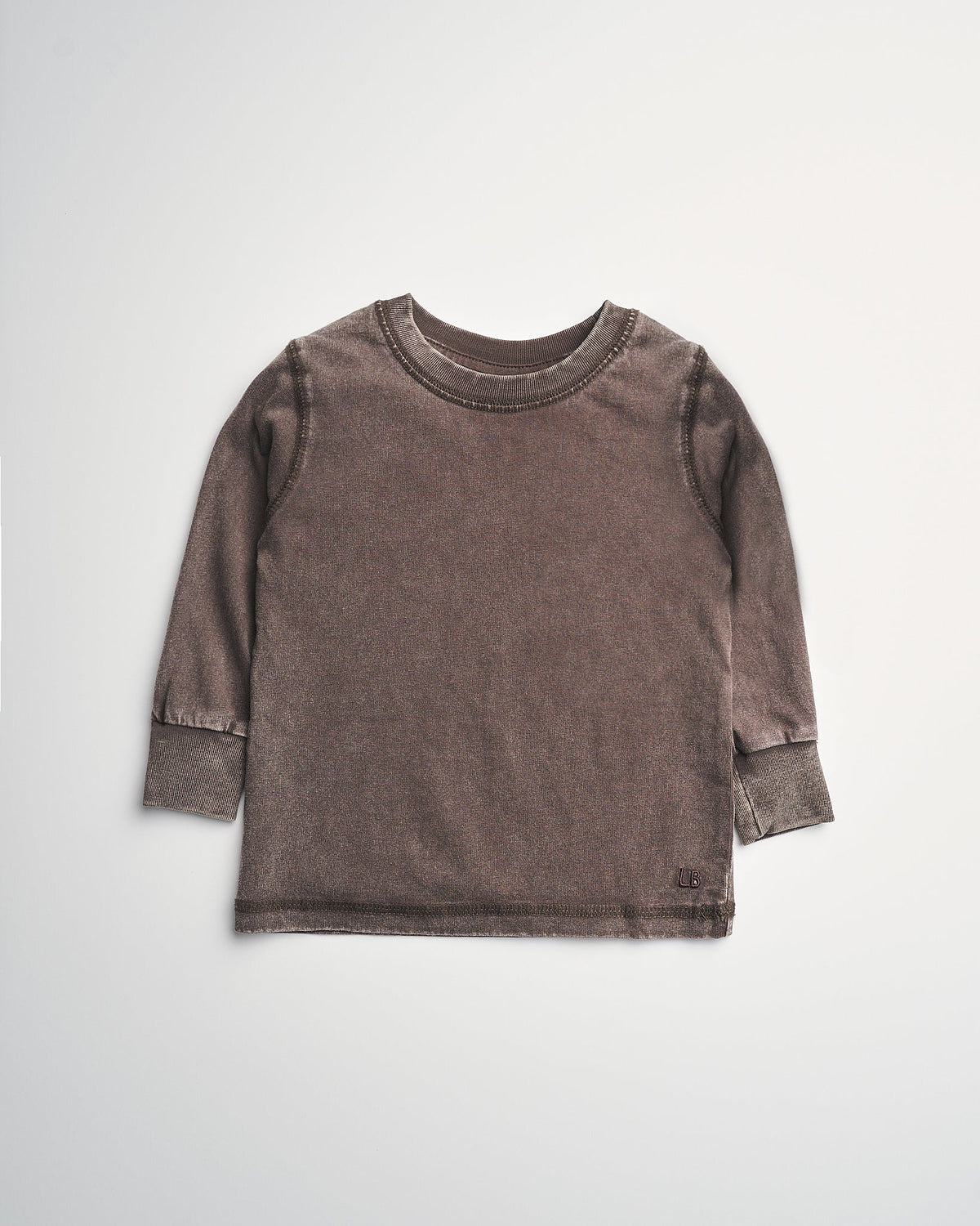 Long Sleeve Mineral Wash Tee - Brown - Little Bipsy