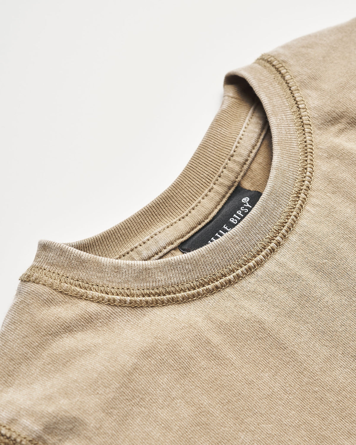 Long Sleeve Mineral Wash Tee - Khaki - Little Bipsy