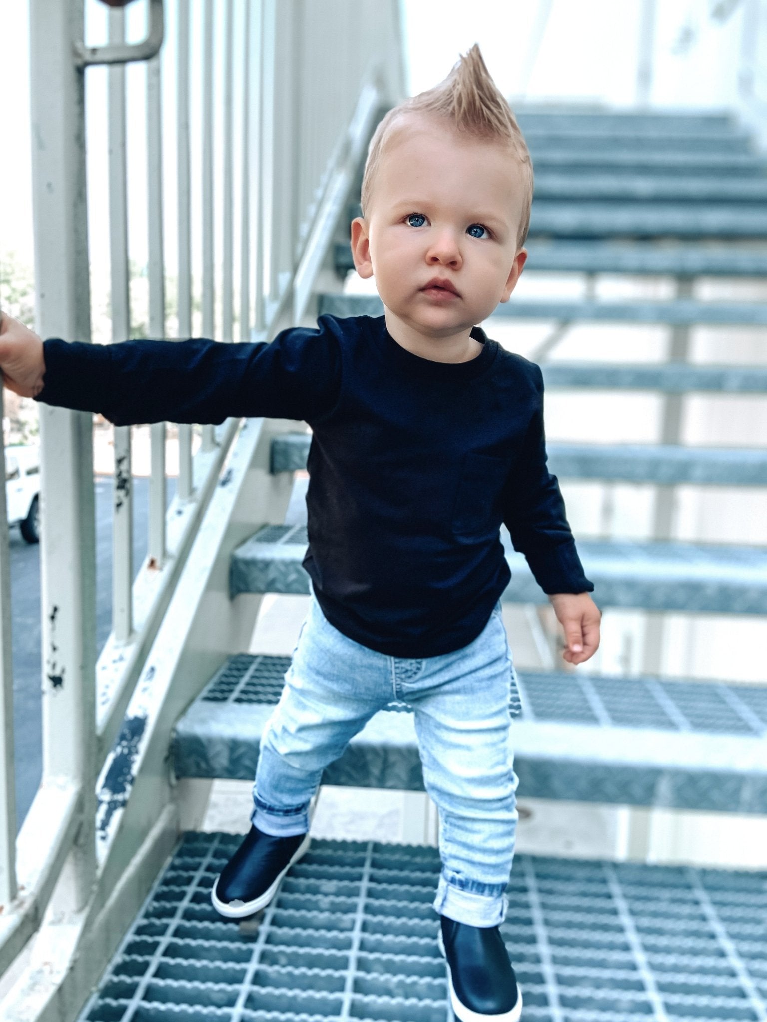 Long Sleeve Pocket Tee - Black - Little Bipsy