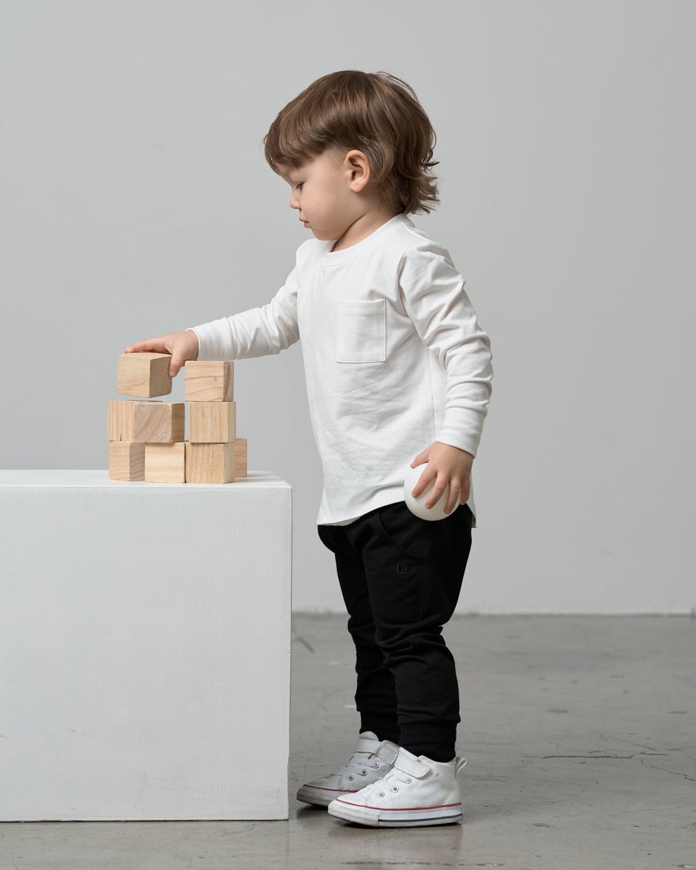 Long Sleeve Pocket Tee - White - Little Bipsy