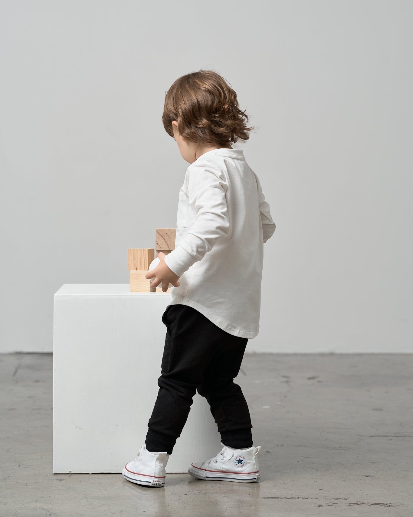 Long Sleeve Pocket Tee - White - Little Bipsy