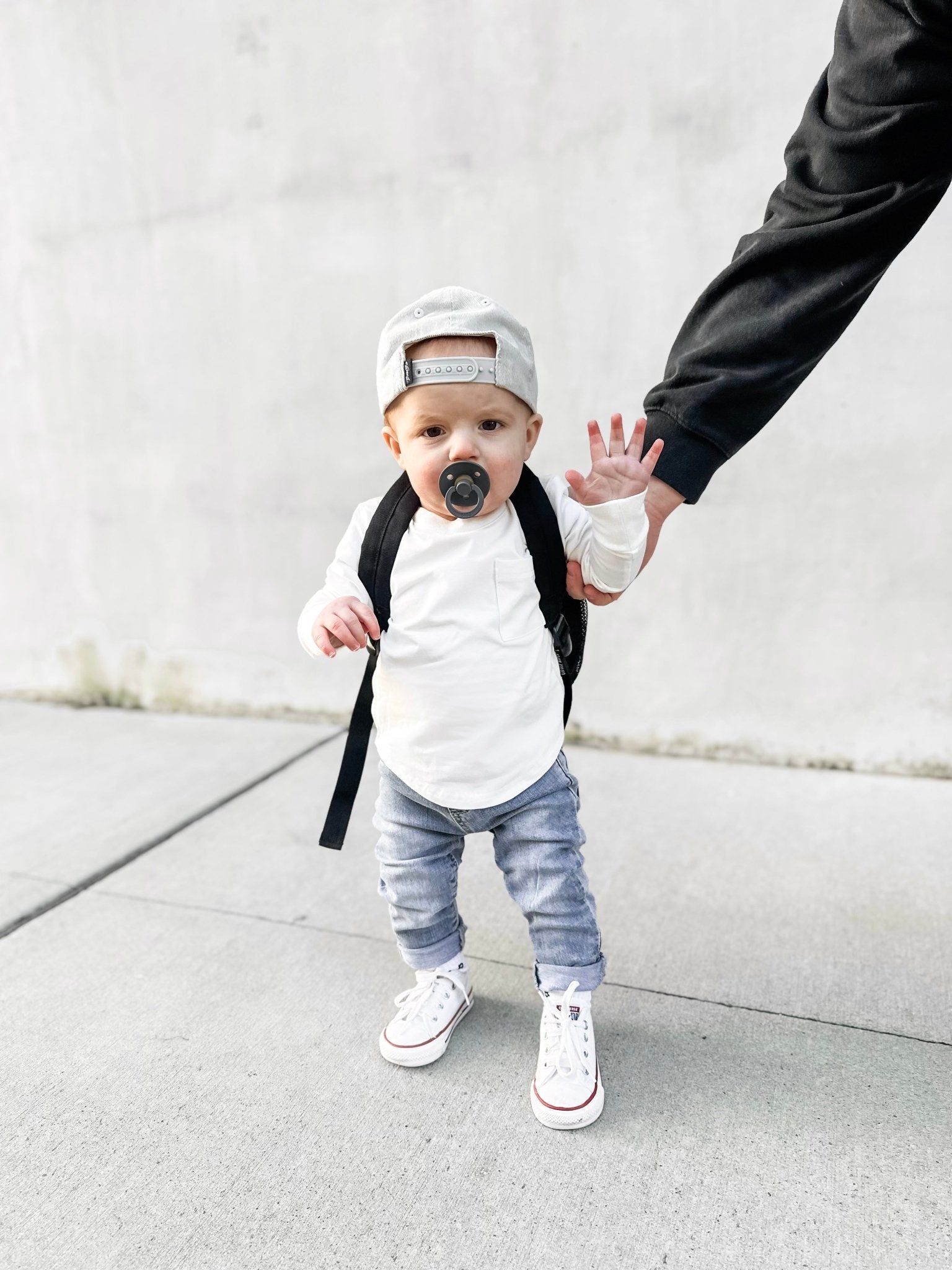 Long Sleeve Pocket Tee - White - Little Bipsy