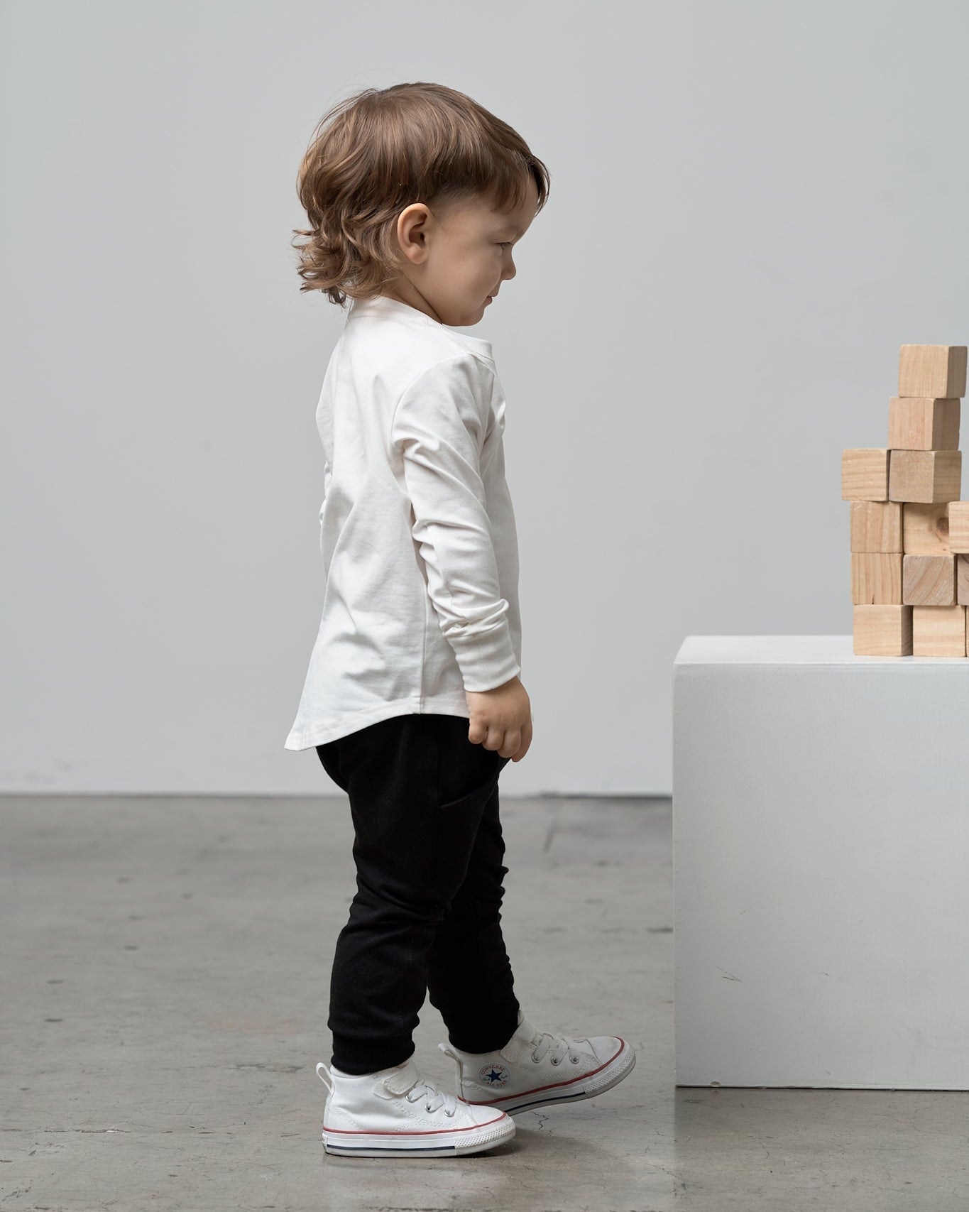 Long Sleeve Pocket Tee - White - Little Bipsy