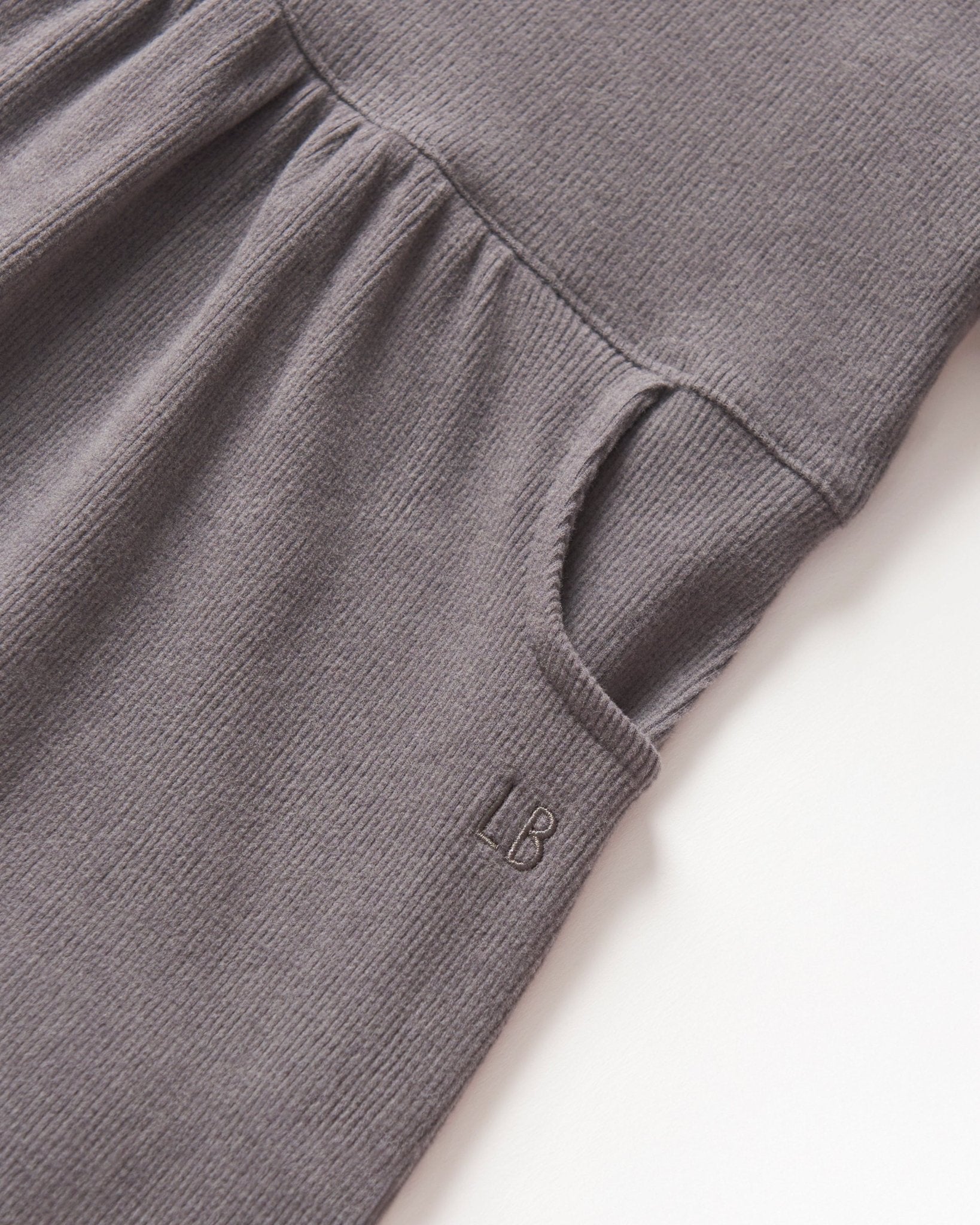 Long Sleeve Ribbed Dress - Graphite - Little Bipsy