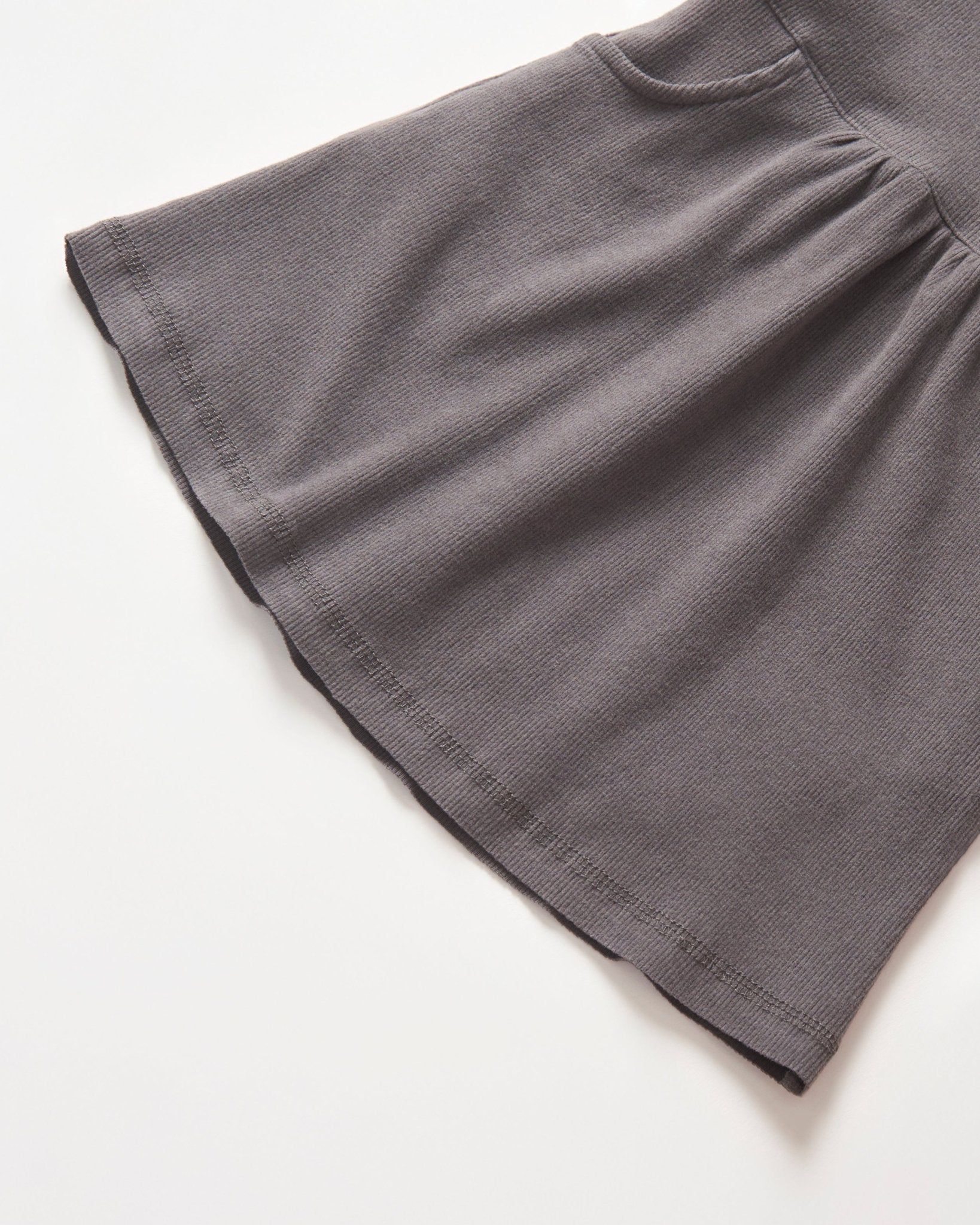 Long Sleeve Ribbed Dress - Graphite - Little Bipsy