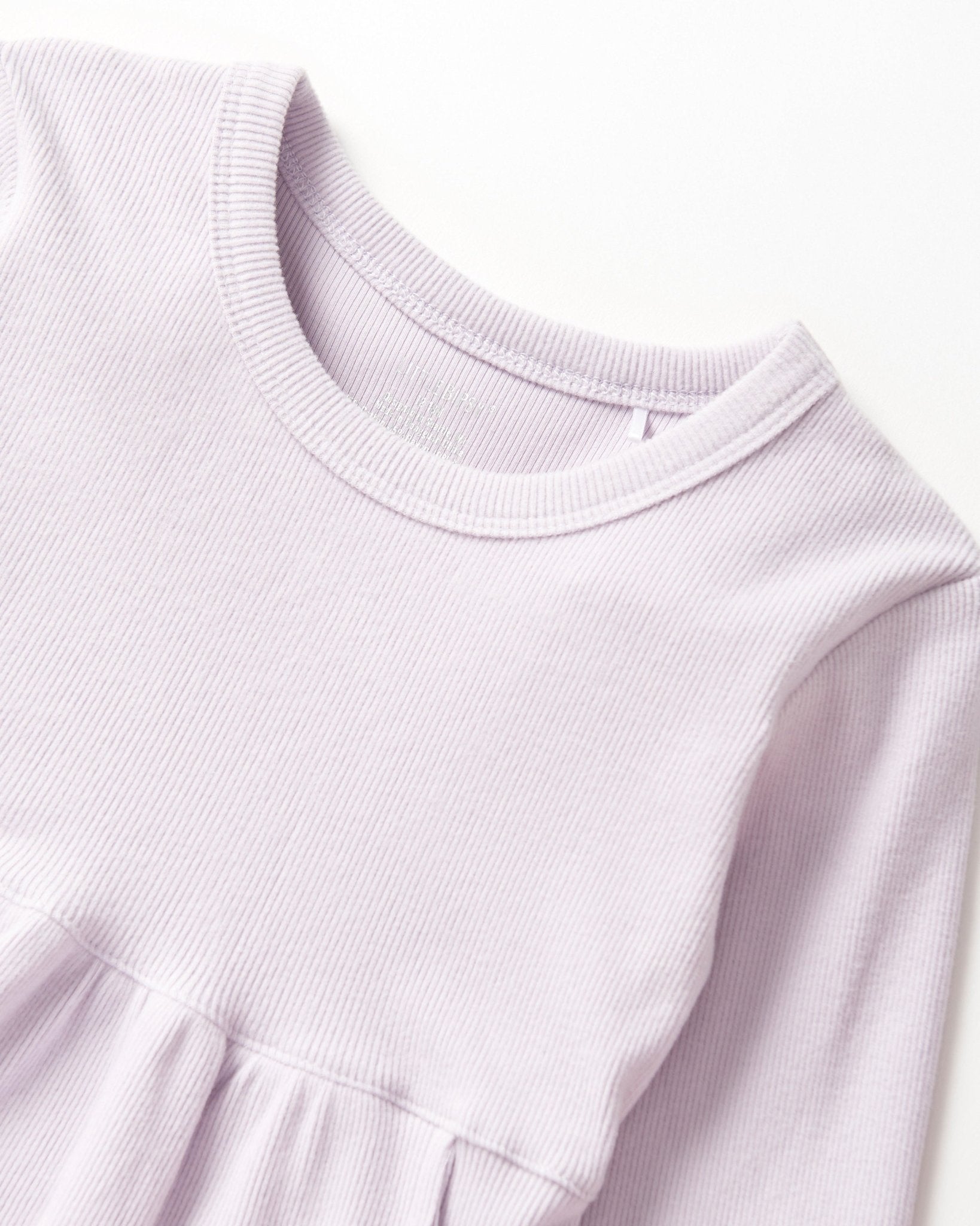 Long Sleeve Ribbed Dress - Lilac - Little Bipsy