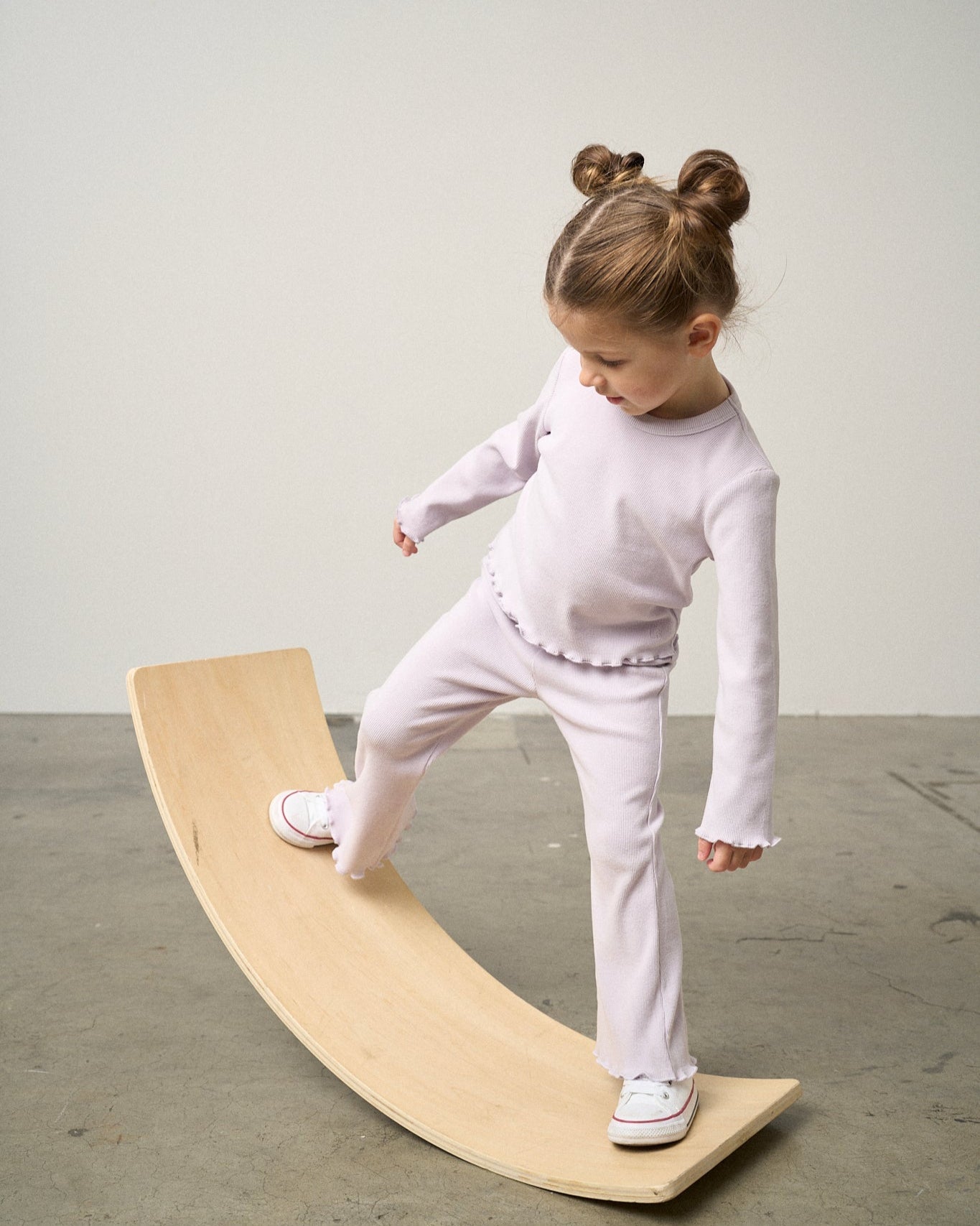 Long Sleeve Ribbed Lettuce Trim Tee - Lilac - Little Bipsy