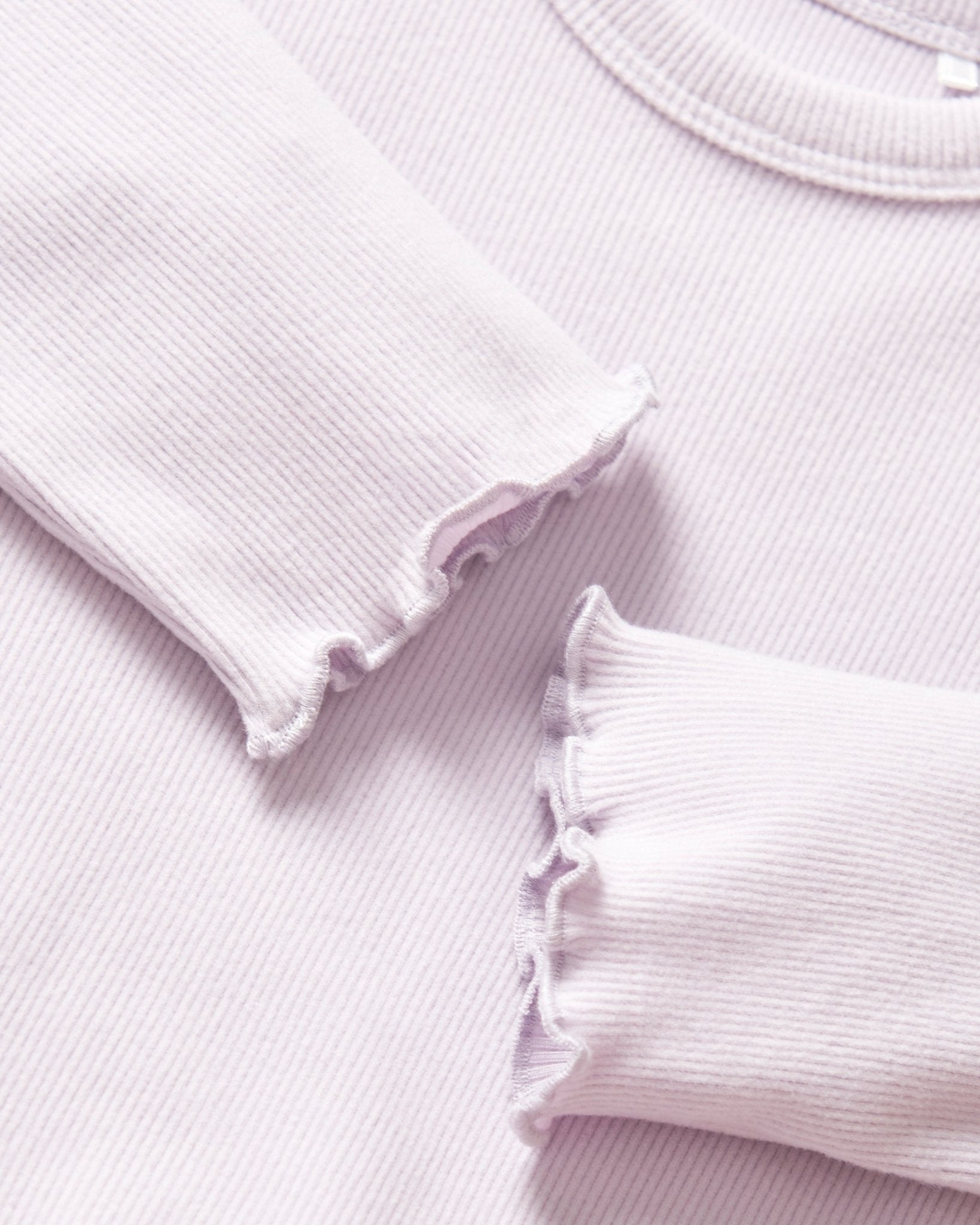 Long Sleeve Ribbed Lettuce Trim Tee - Lilac - Little Bipsy