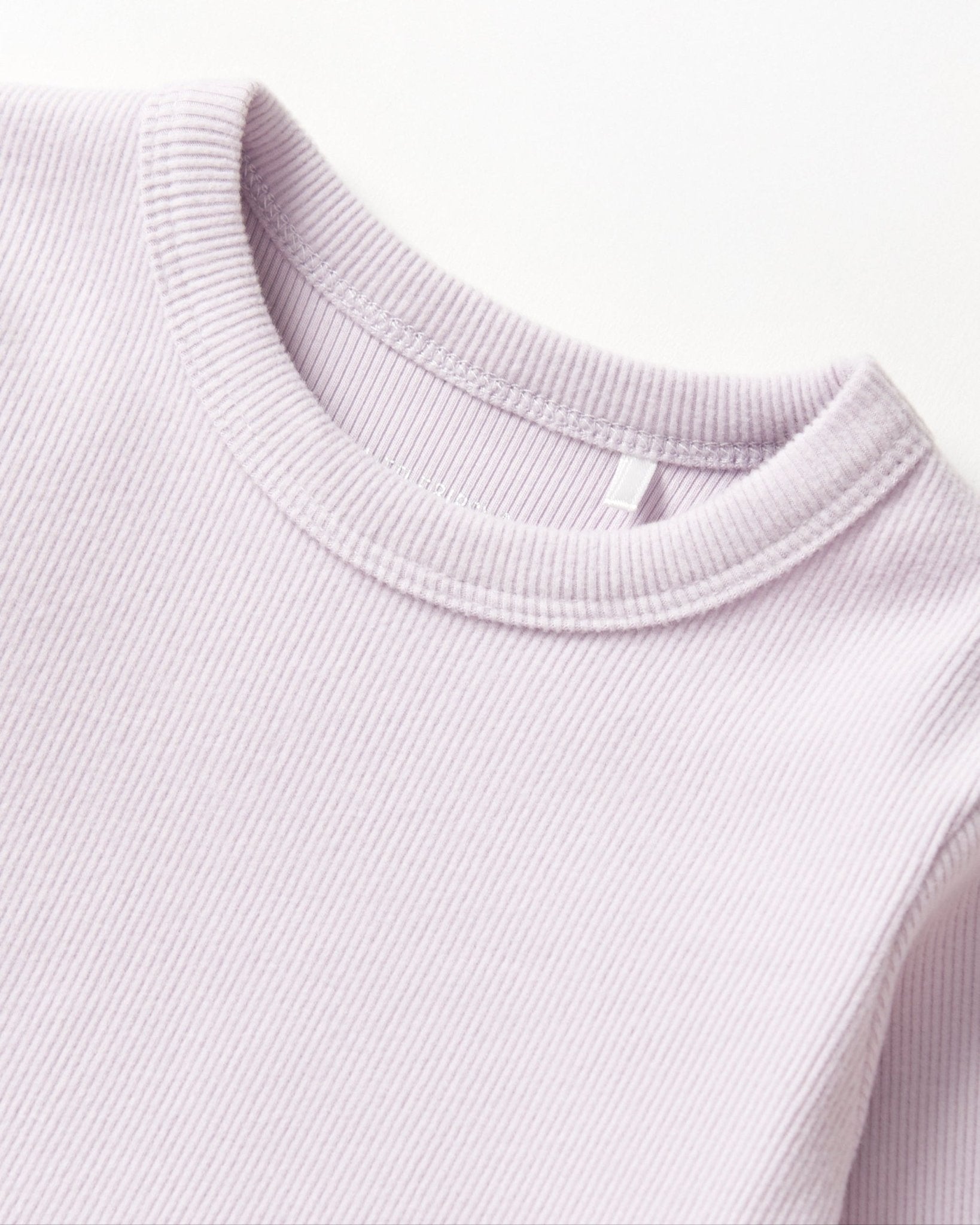 Long Sleeve Ribbed Lettuce Trim Tee - Lilac - Little Bipsy