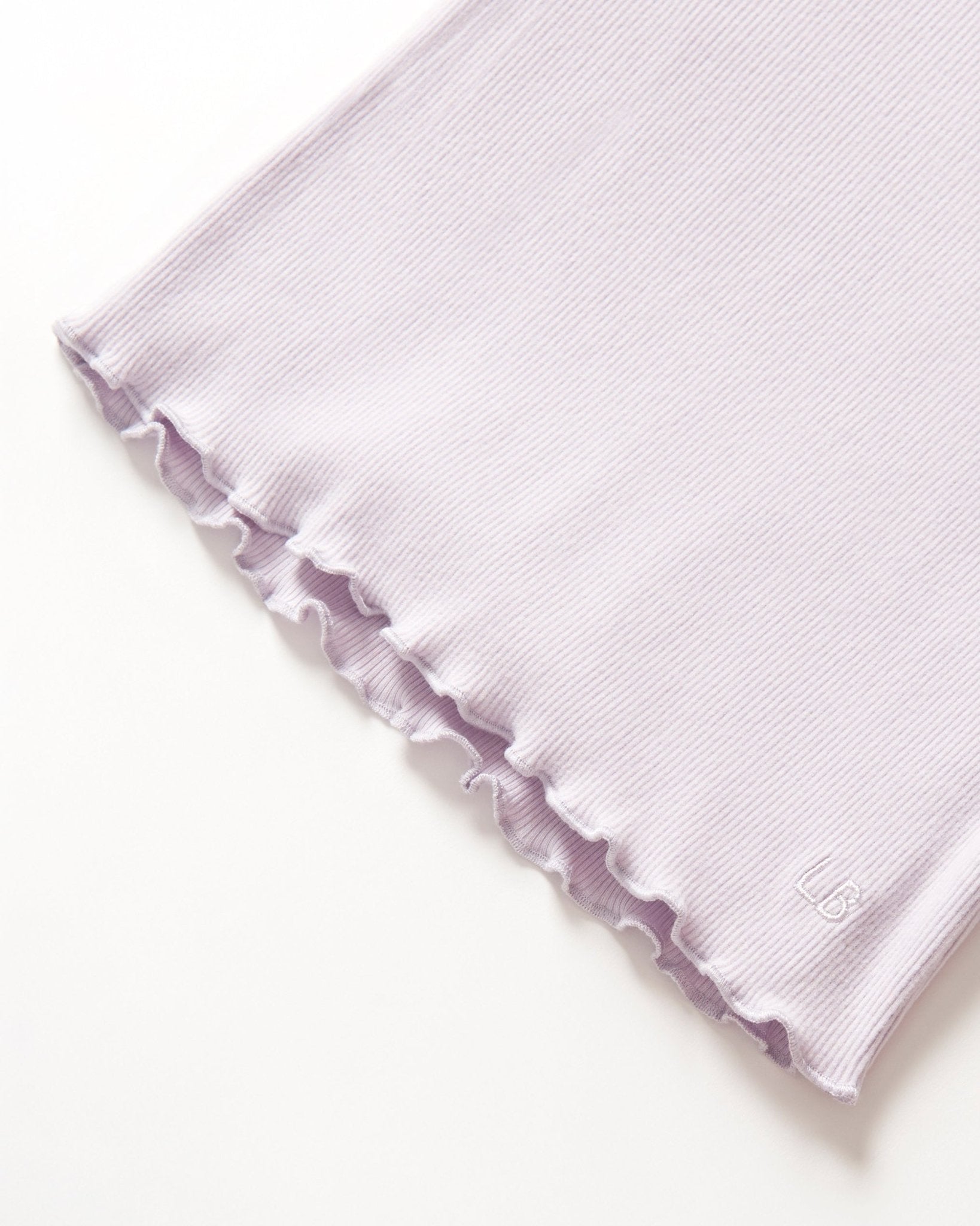 Long Sleeve Ribbed Lettuce Trim Tee - Lilac - Little Bipsy