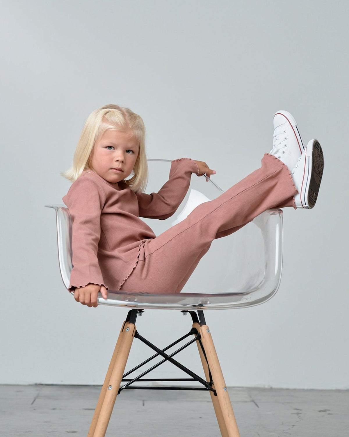 Long Sleeve Ribbed Lettuce Trim Tee - Pink - Little Bipsy