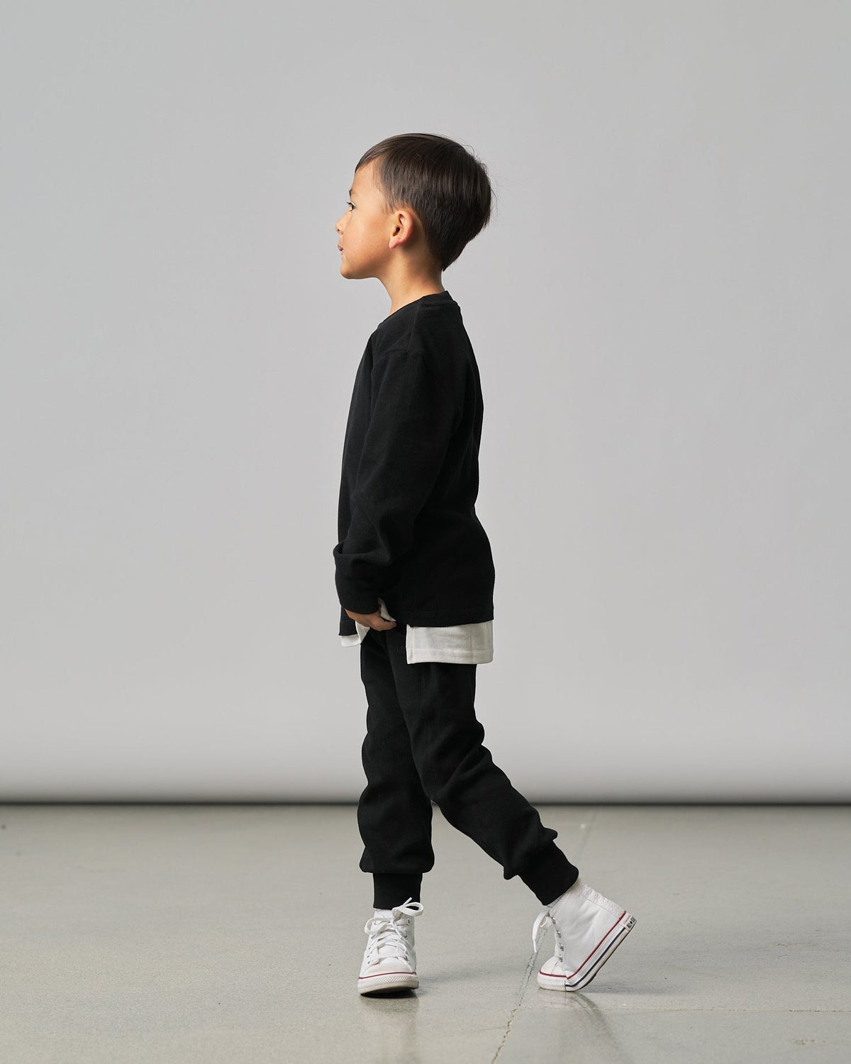 Long Sleeve Ribbed Tee - Black - Little Bipsy