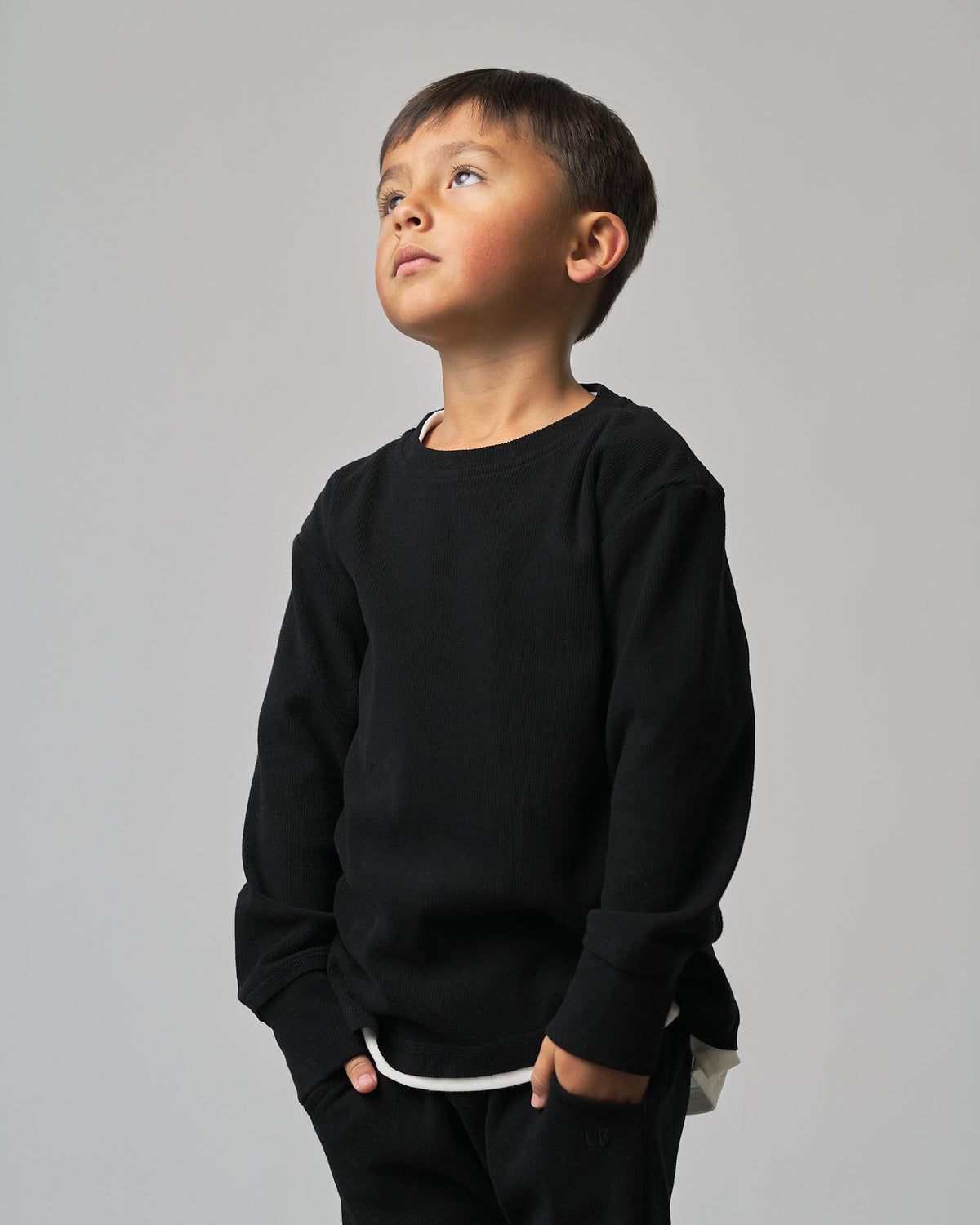 Long Sleeve Ribbed Tee - Black - Little Bipsy