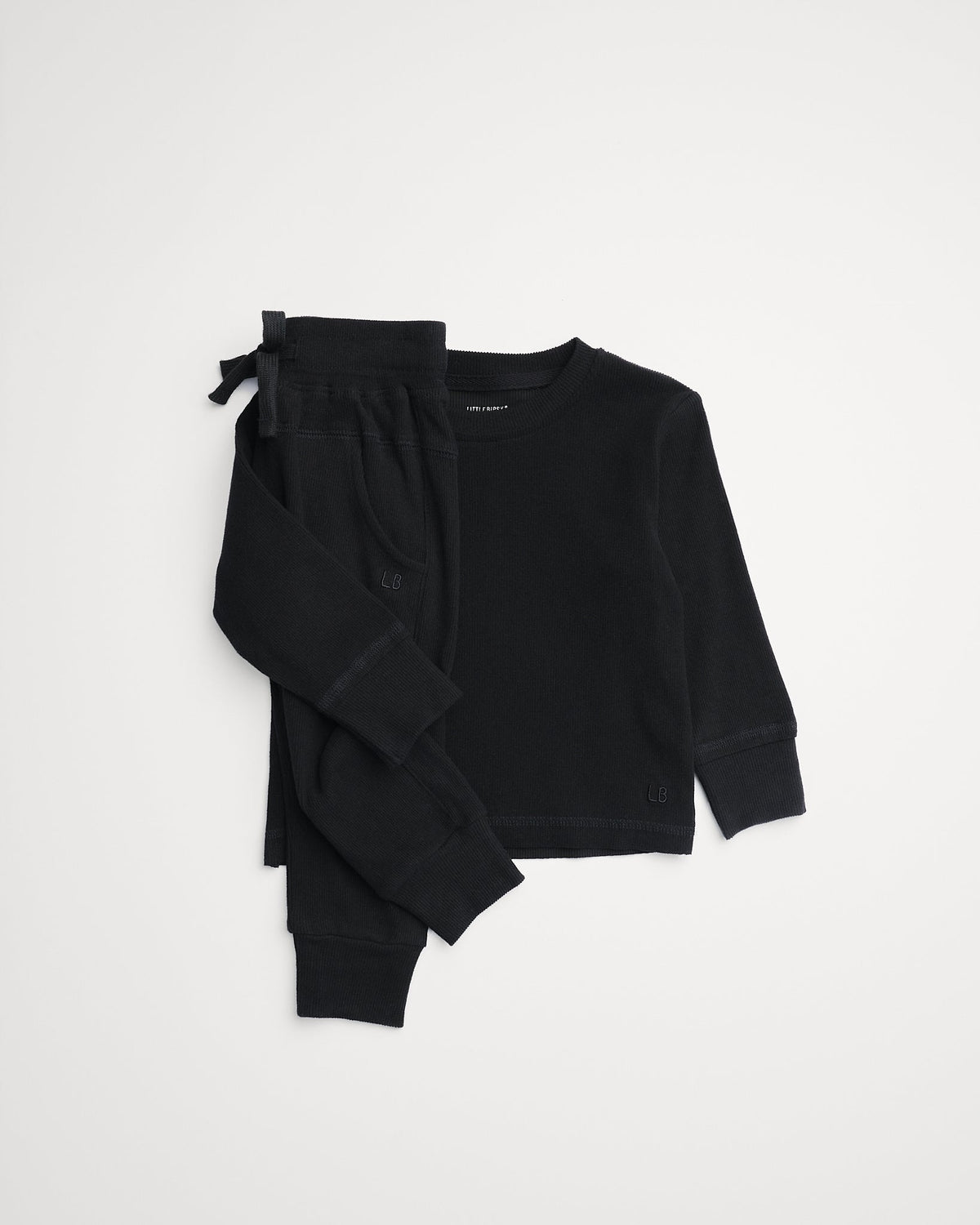 Long Sleeve Ribbed Tee - Black - Little Bipsy