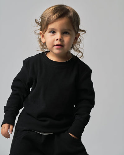 Long Sleeve Ribbed Tee - Black - Little Bipsy