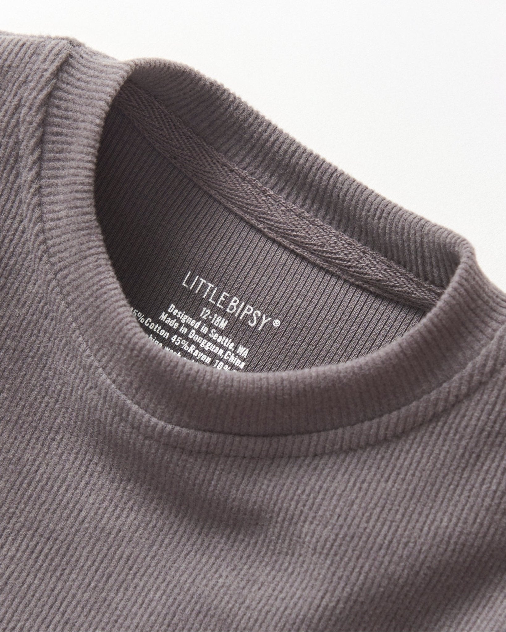 Long Sleeve Ribbed Tee - Graphite - Little Bipsy