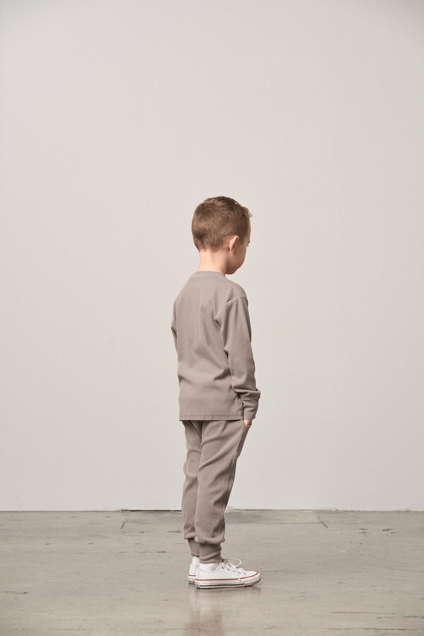 Long Sleeve Ribbed Tee - Mushroom - Little Bipsy