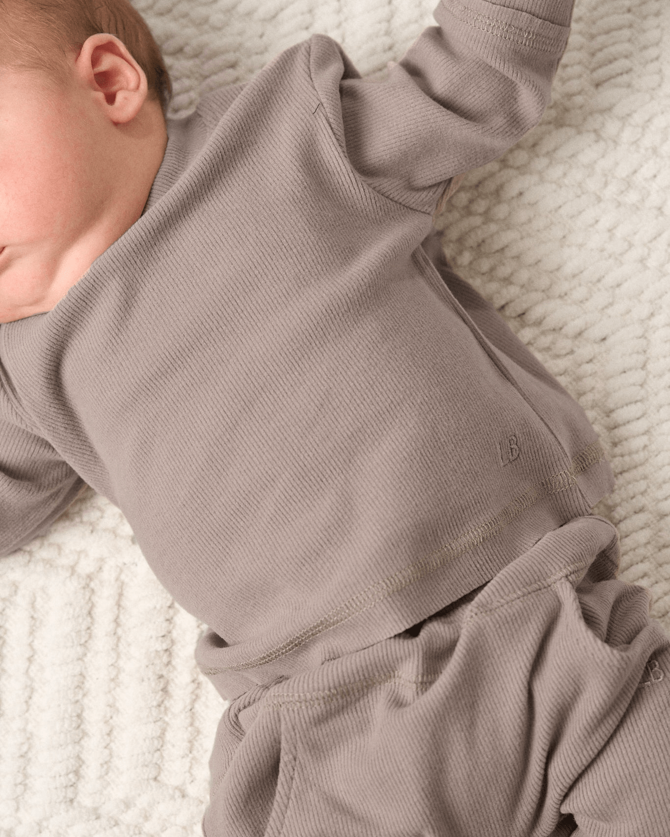 Long Sleeve Ribbed Tee - Mushroom - Little Bipsy