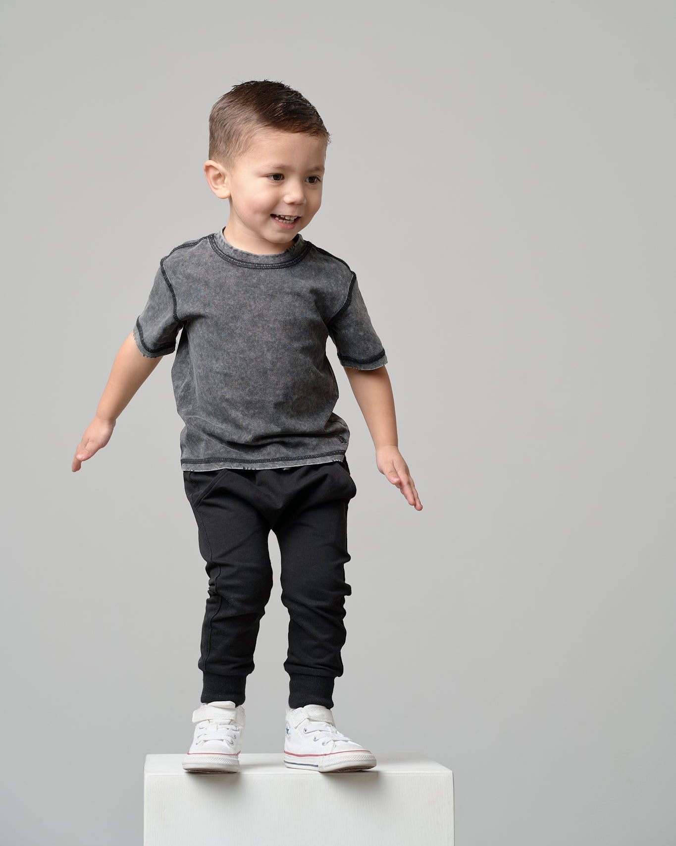 Mineral Wash Tee - Black - Little Bipsy