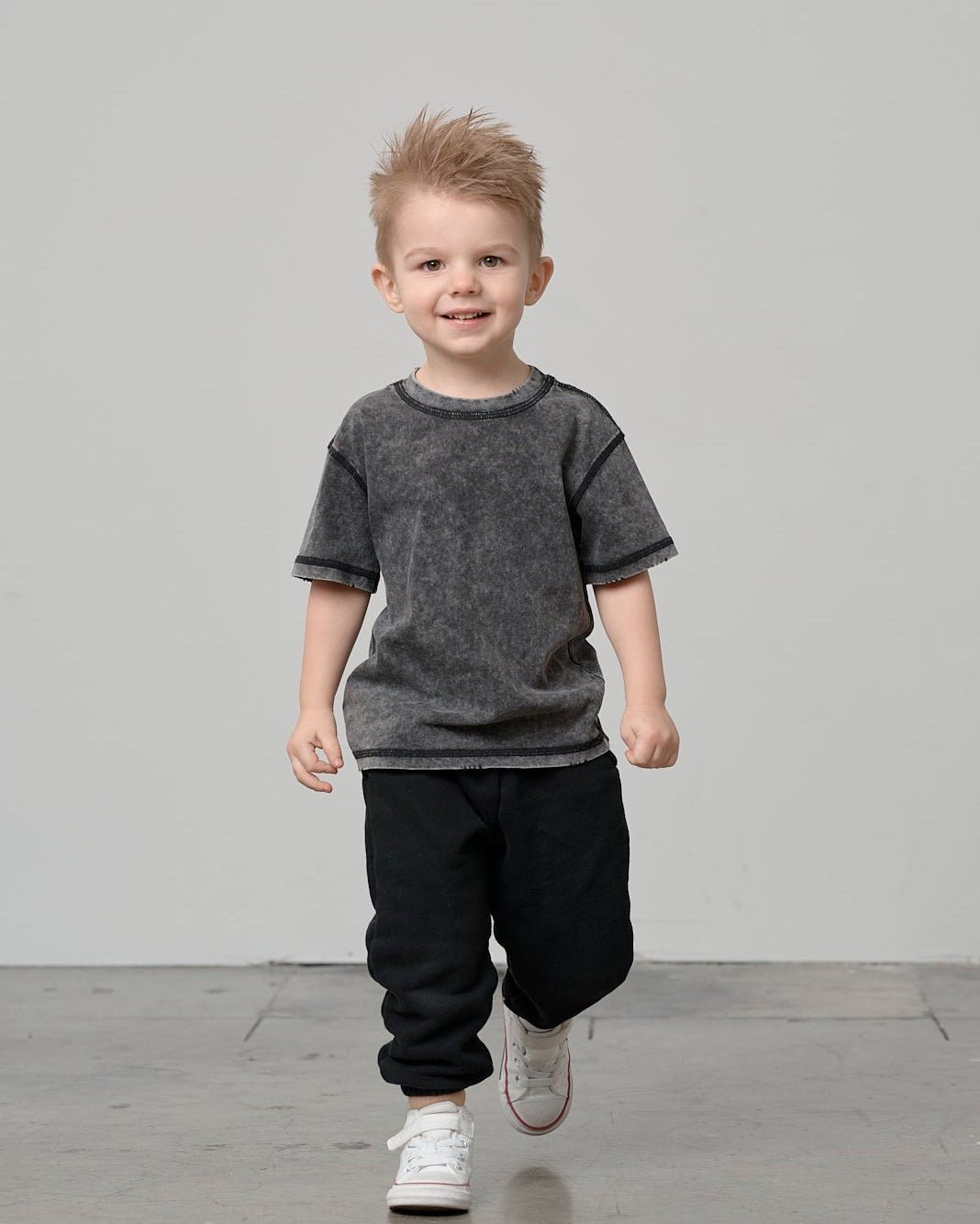 Mineral Wash Tee - Black - Little Bipsy