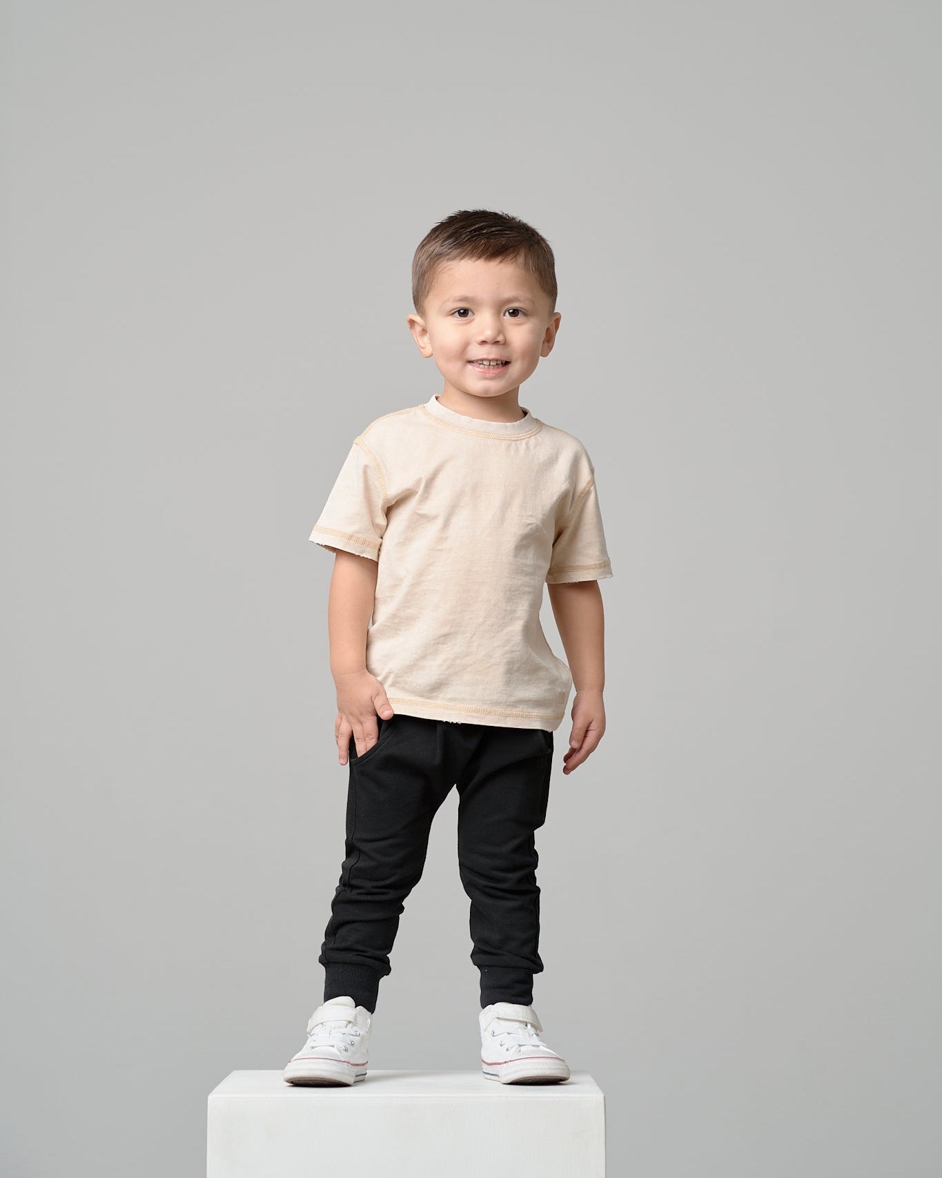 Mineral Wash Tee - Cream - Little Bipsy