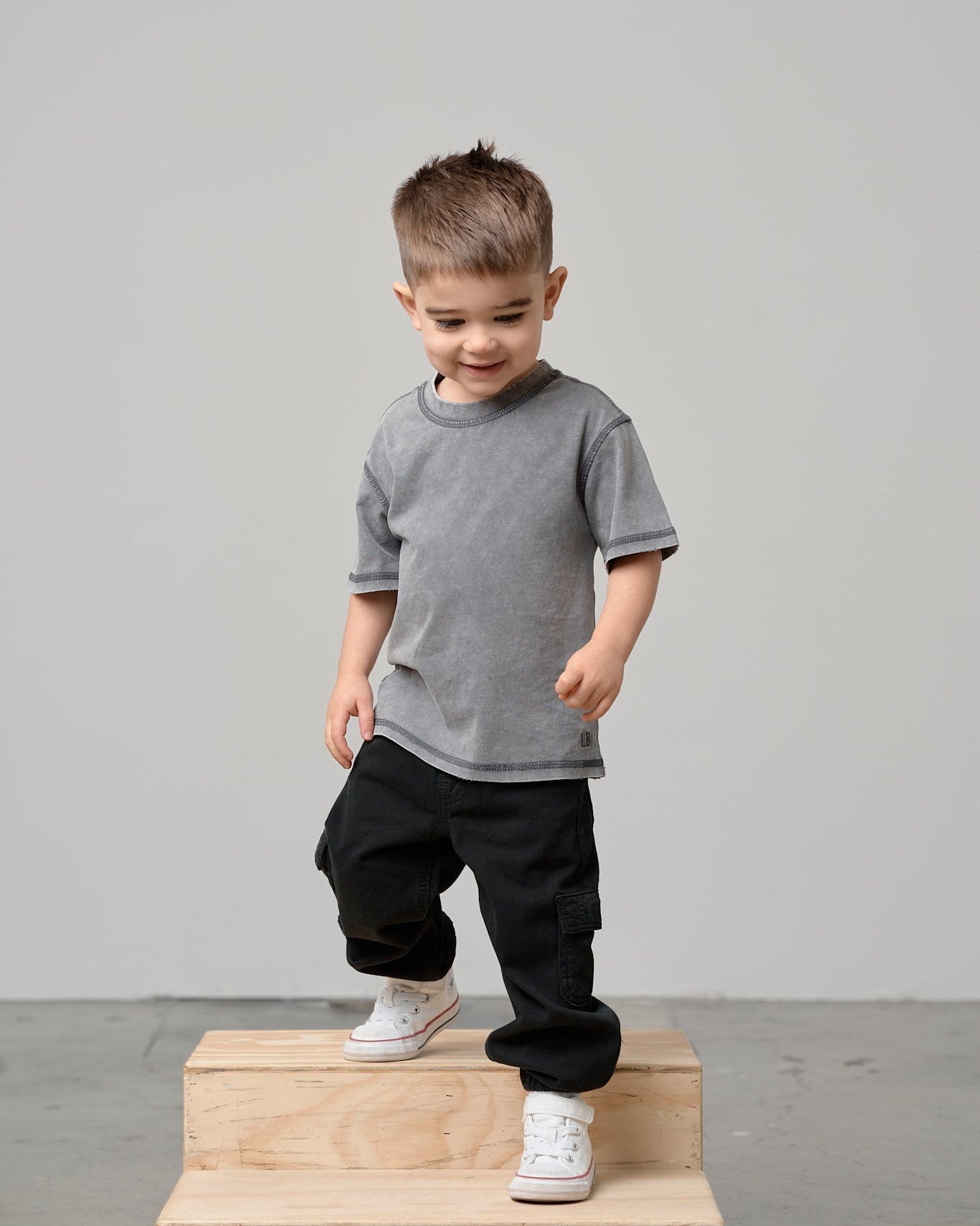 Mineral Wash Tee - Graphite - Little Bipsy