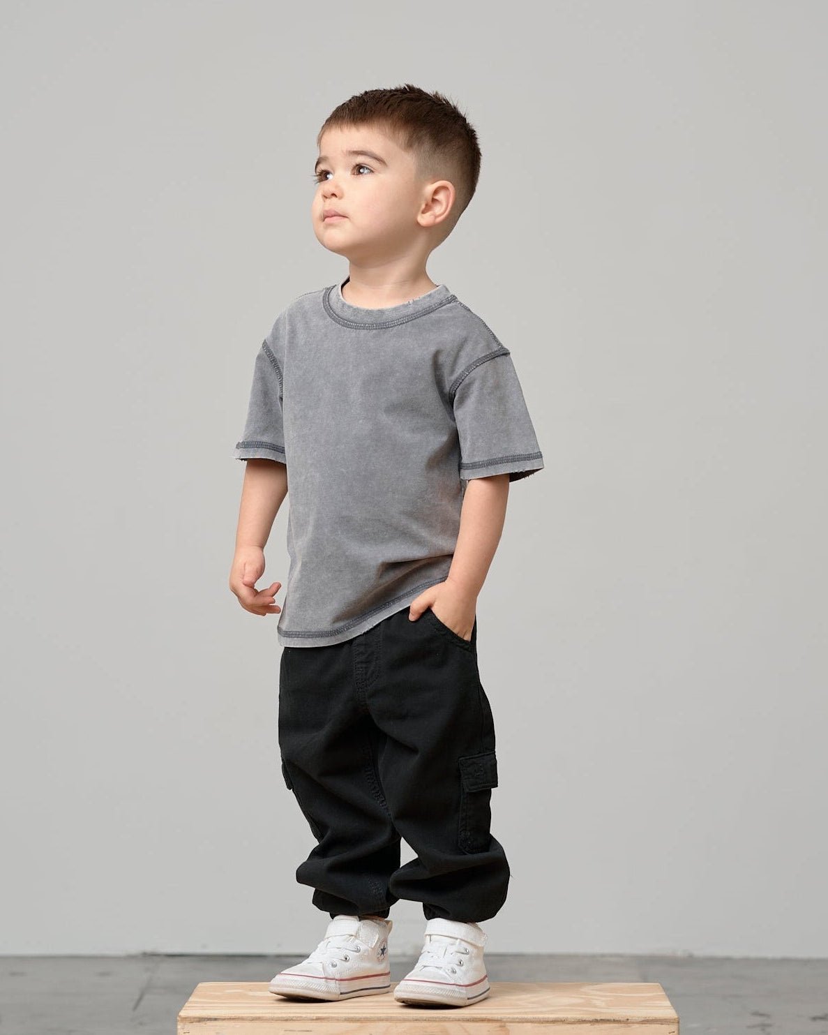 Mineral Wash Tee - Graphite - Little Bipsy