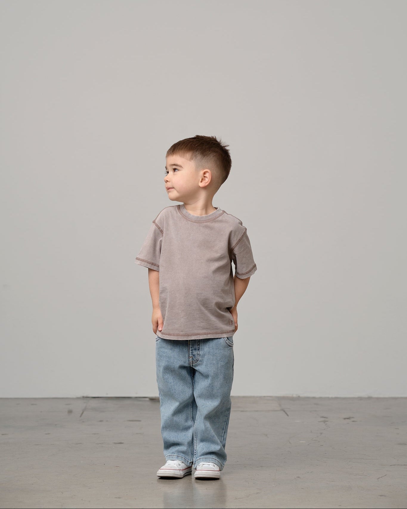 Mineral Wash Tee - Taupe - Little Bipsy